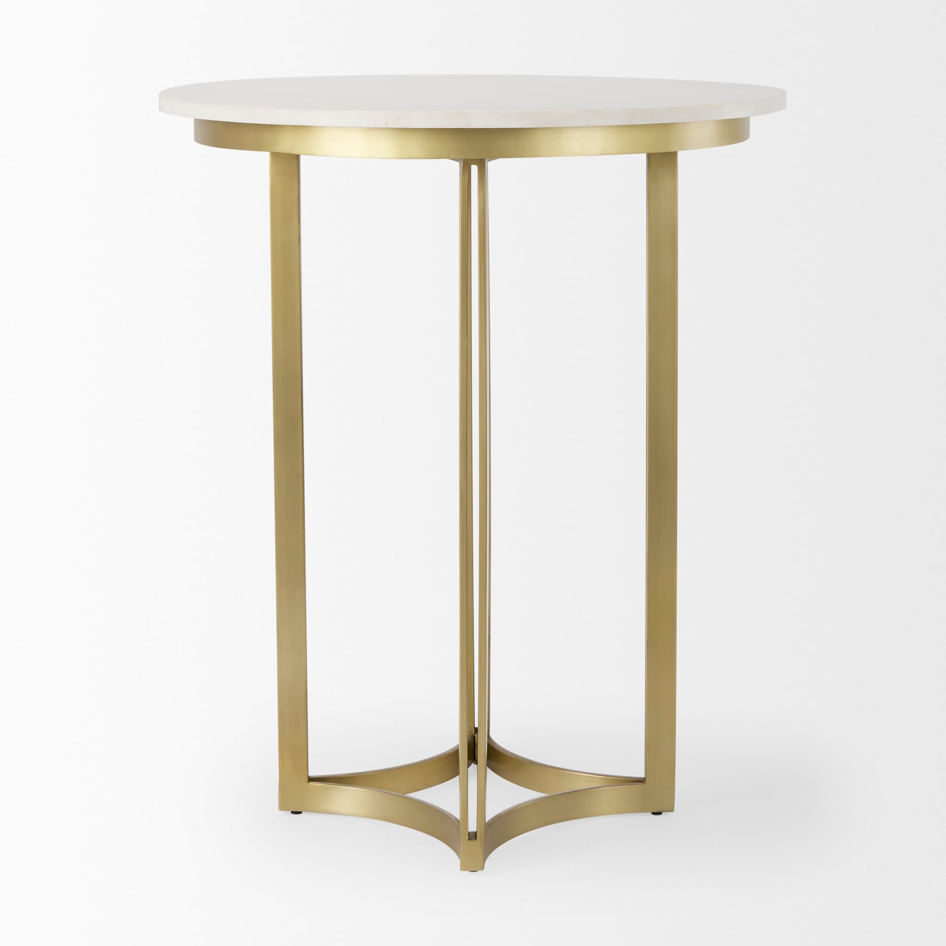 Tanner 32"L x 32"W Pedestal Dining Table | White Marble & Matte Gold | Seats 2 — product photograph