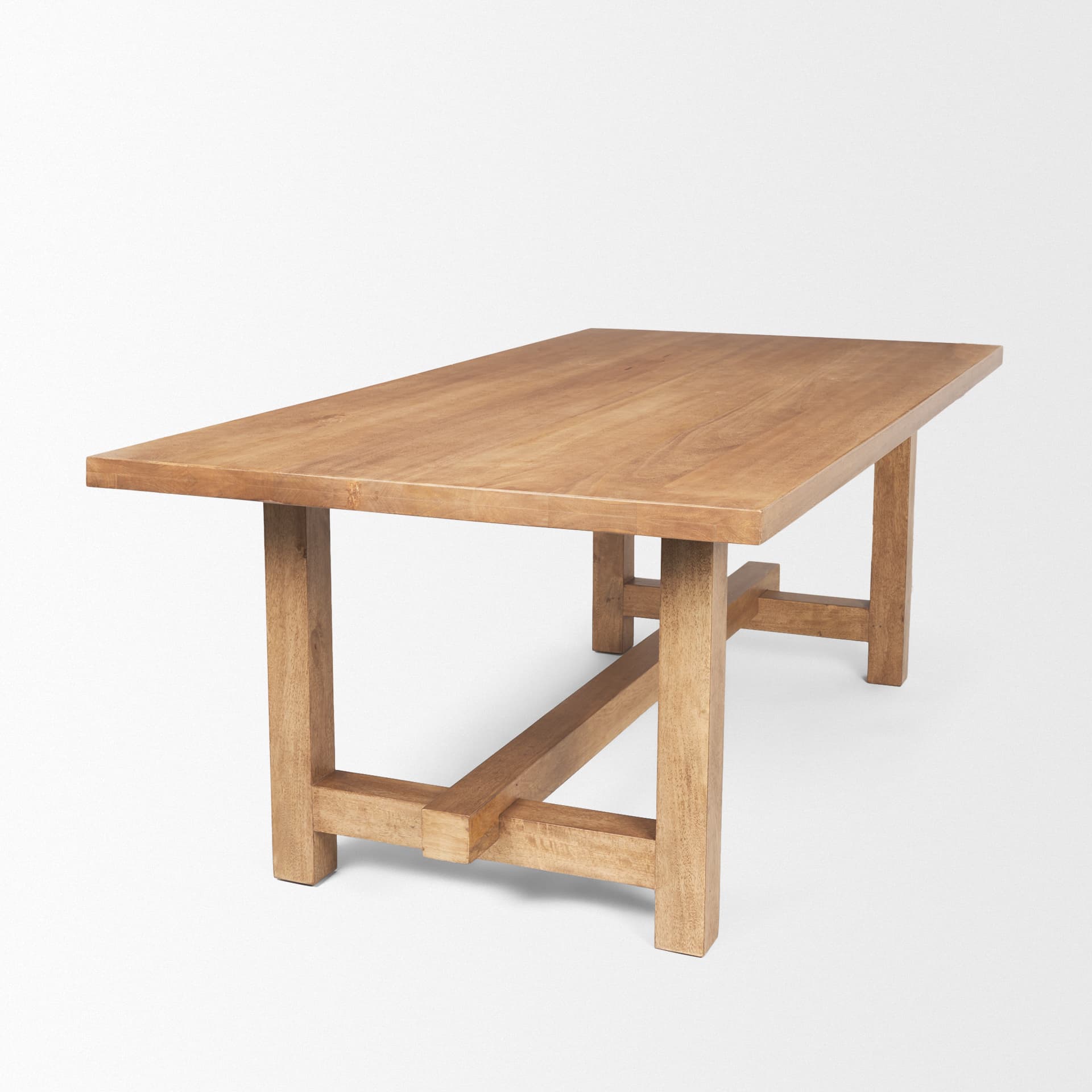Suke 84"L x 42"W Rectangular Trestle Dining Table | Natural Wood | Seats 8 — product photograph