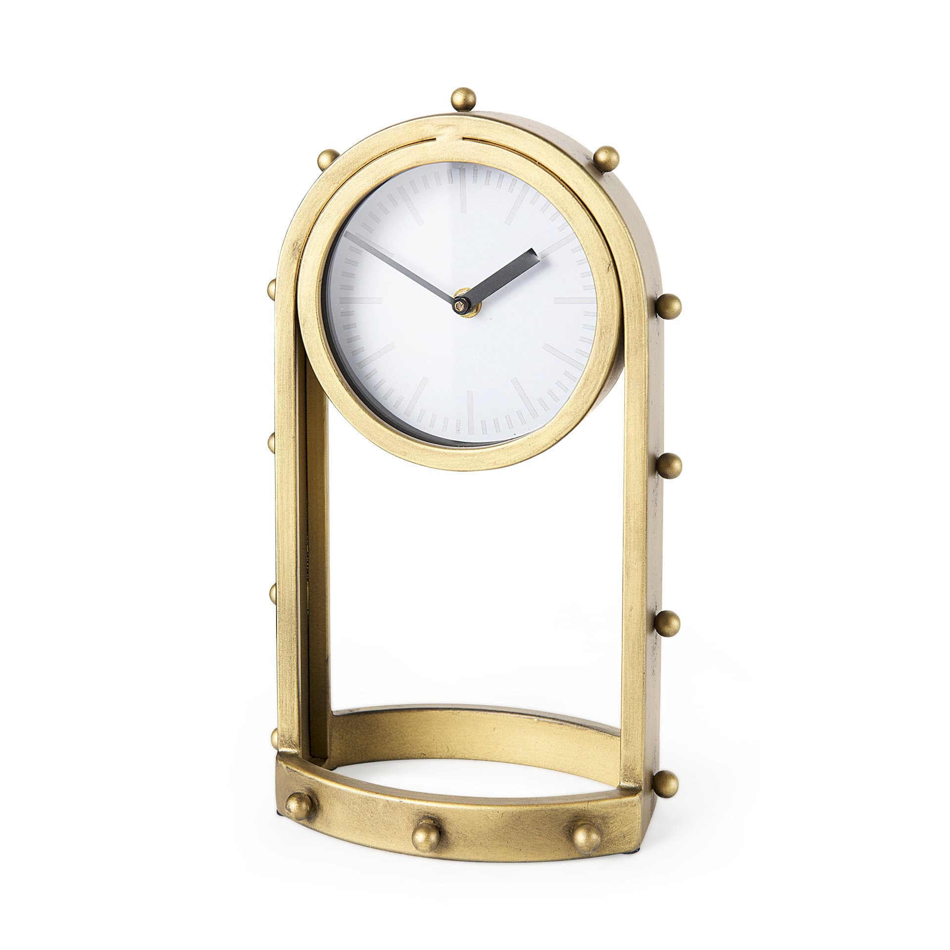 Marian 7.5L x 5.7W x 13.0H Gold Studded Table Clock — product photograph