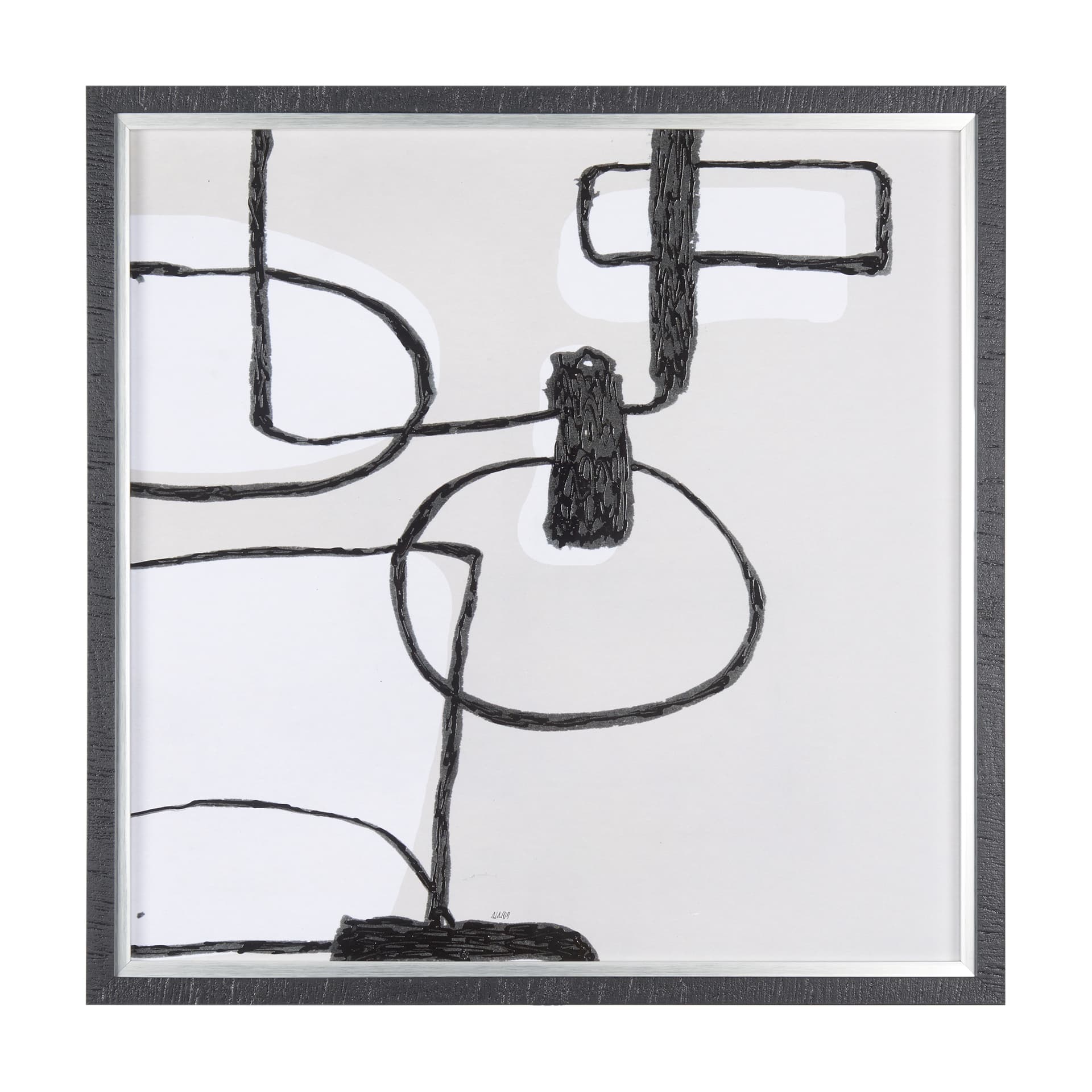 Neutral Shapes II by Mercana Studio a Hand Embellished Textured Framed Art Print Matted under Glass — product photograph