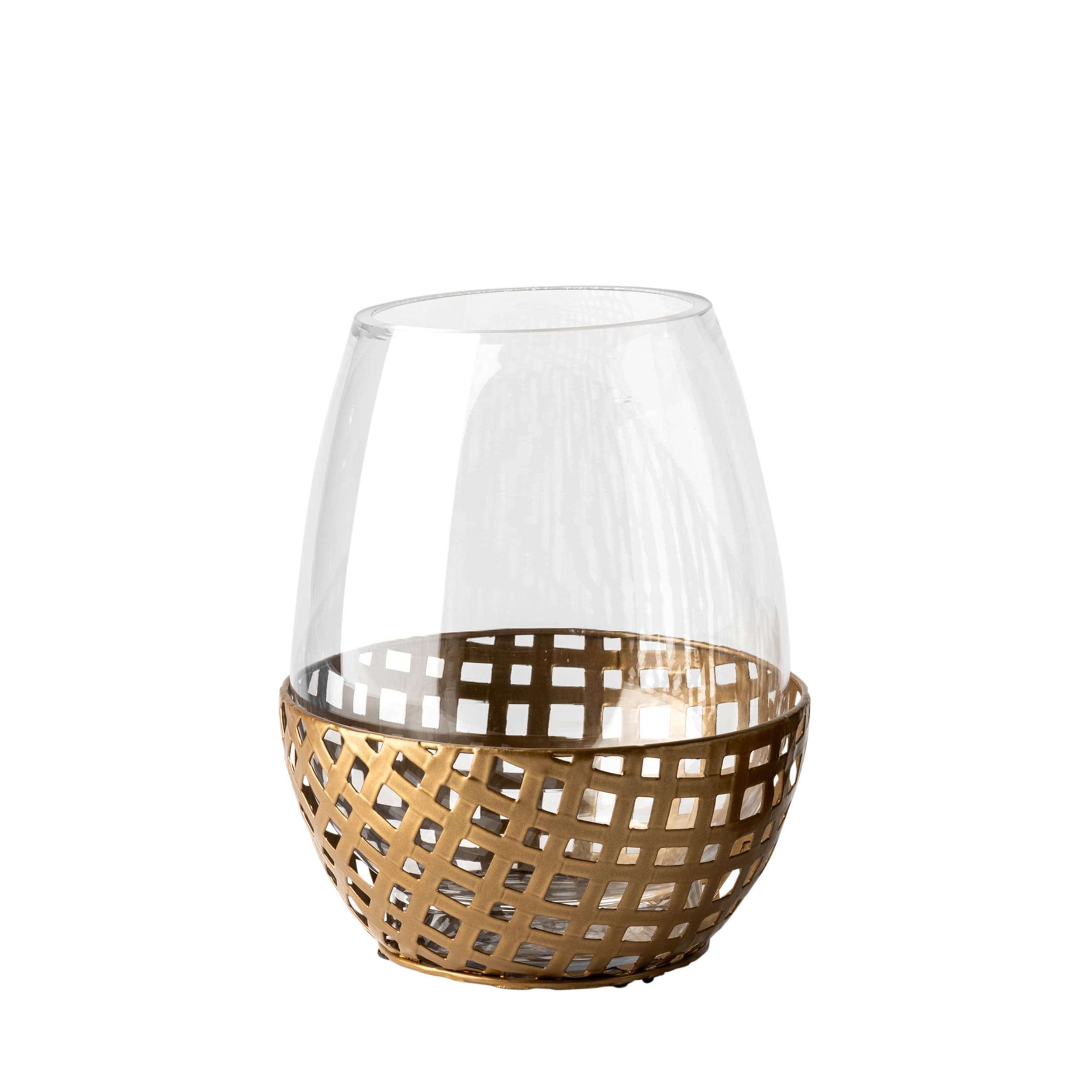 Reena I Small Gold Woven Metal Base Table Candle Holder — product photograph