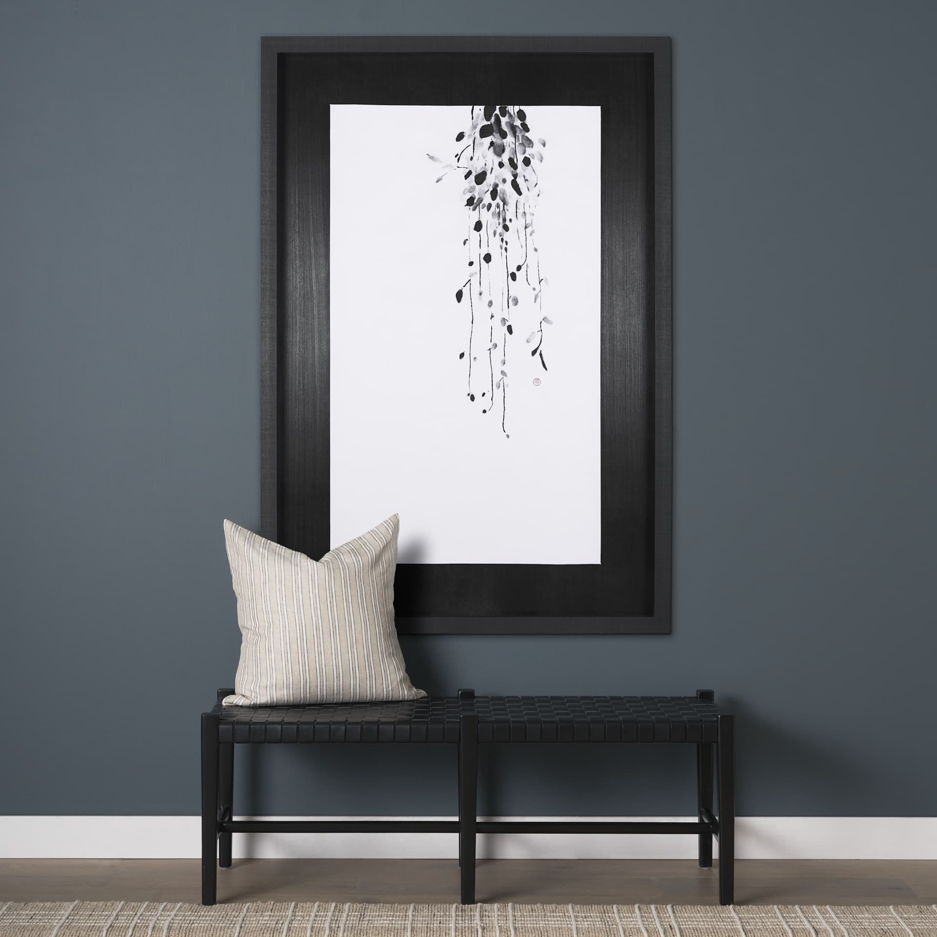 Hanging Vines by Mercana Studio a Hand Embellished Textured Framed Art Print — in a styled room