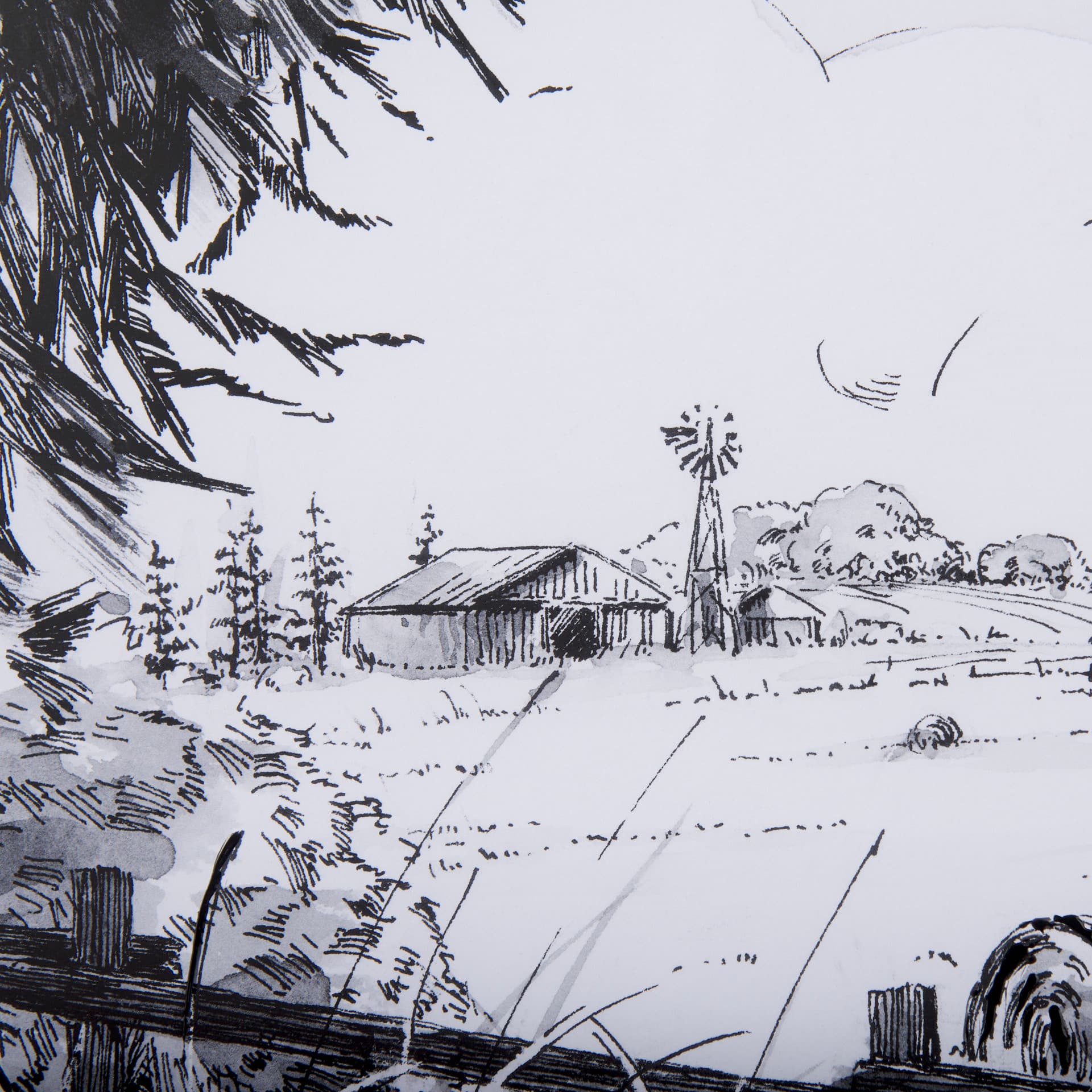 Farm View I by Mercana Studio a Hand Embellished Textured Framed Art Print Matted under Glass — product photograph