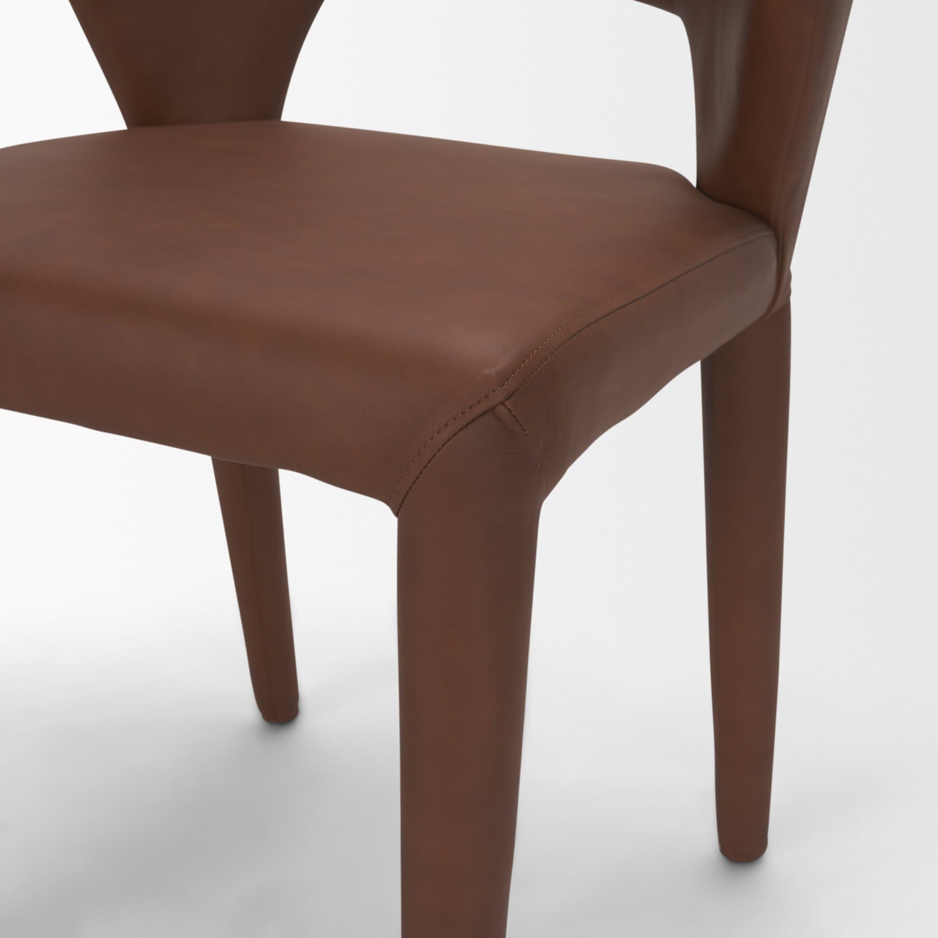 Marek Wingback Dining Arm Chair | Nutmeg Leather w/ Wood — product photograph