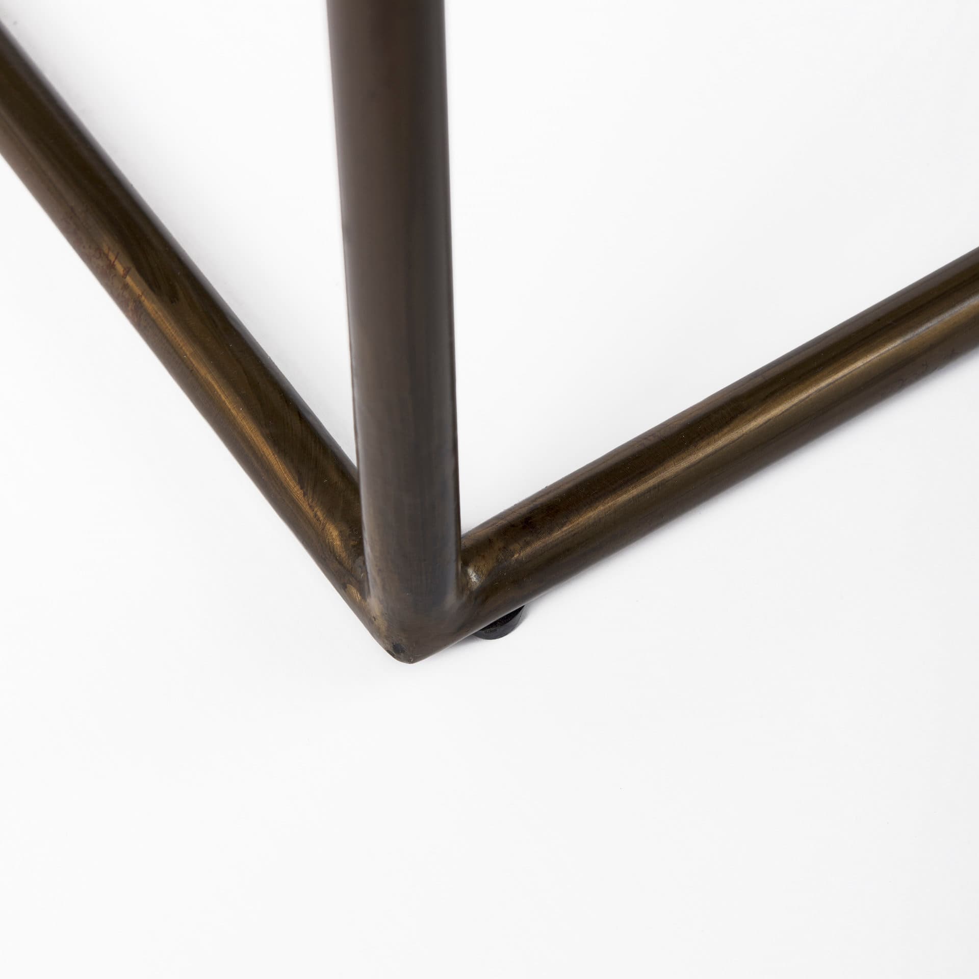 Clarissa Backless 30.25in Seat Bar Stool | Black Leather w/ Gold Metal — product photograph