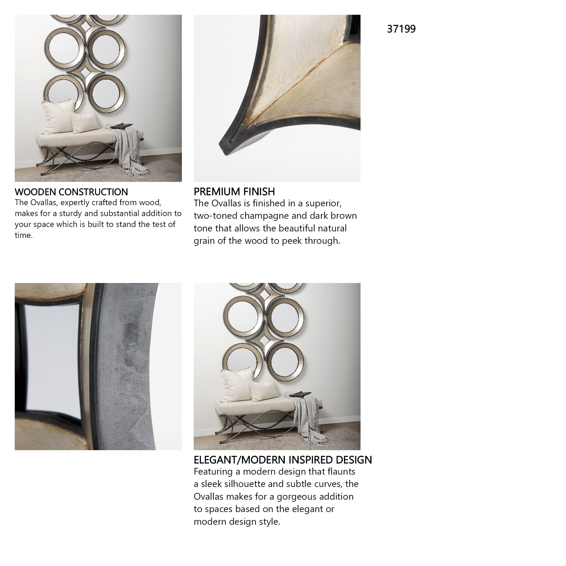Ovallas 17L x 17H Star Champagne Wood Frame Mirror — in a styled room
