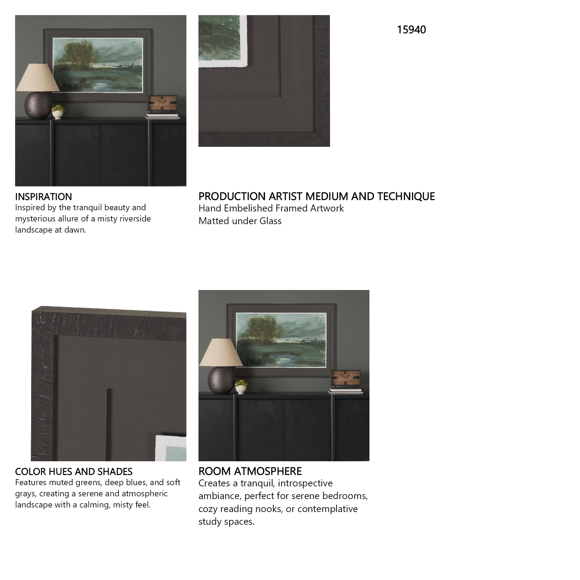 Dusks Shadow by Mercana Studio Hand Embelished Framed Artwork Matted under Glass — in a styled room