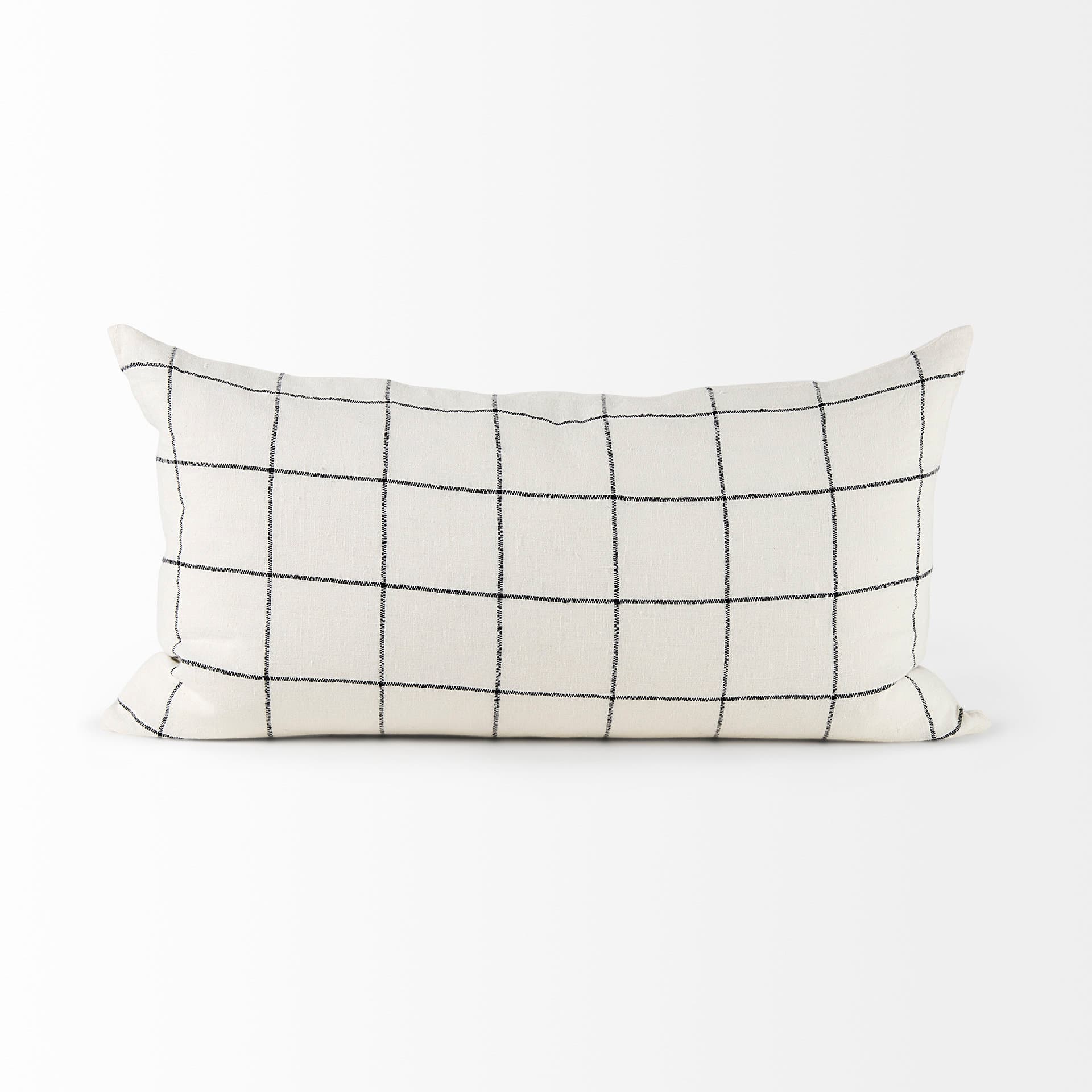 Suzanne 14x26 White/Black Square Pattern Pillow Cover — product photograph