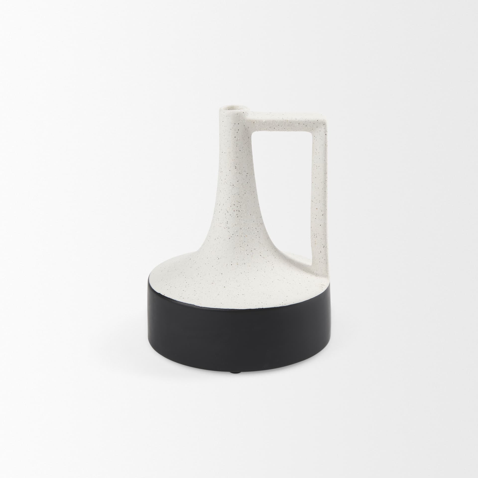 Burton 8.3H Small White and Black Ceramic Jug Vase — product photograph