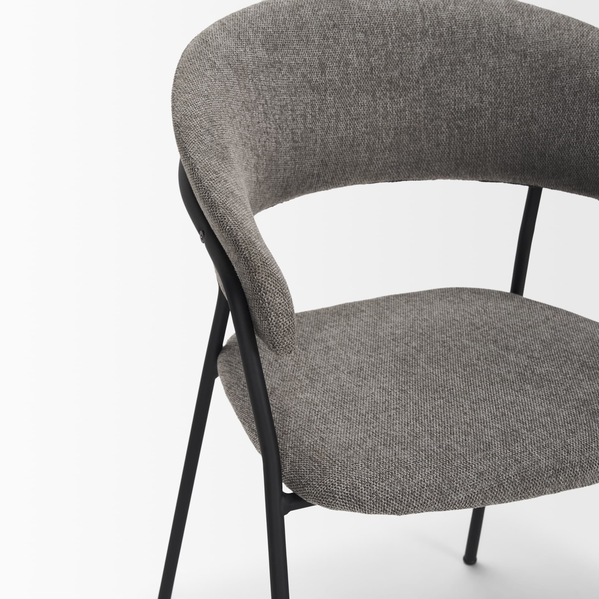 Carolyn Contoured Back Dining Side Chair | Gray Fabric w/ Metal — product photograph