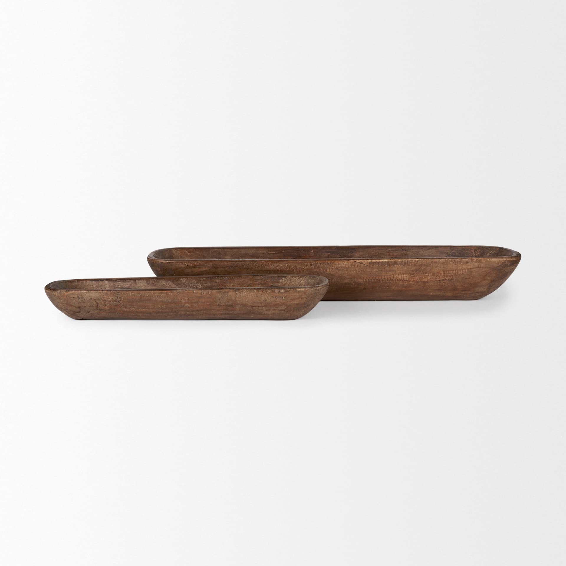 Athena Set of 2 Extra Large Medium Brown Reclaimed Wood Trays — product photograph