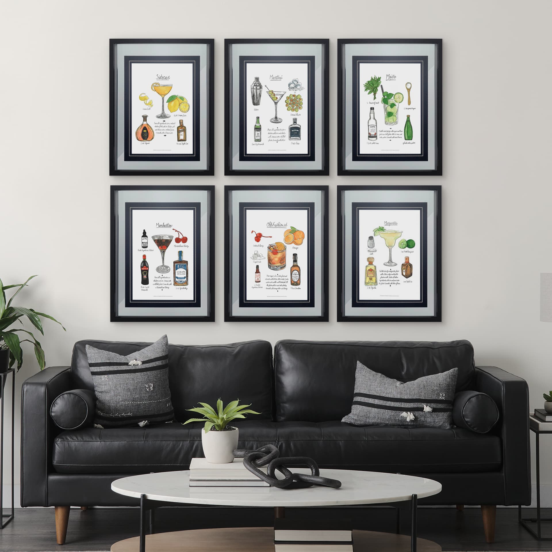 Classic Cocktail - Martini by Naomi McCavitt a Framed Art Print Matted under Glass — in a styled room