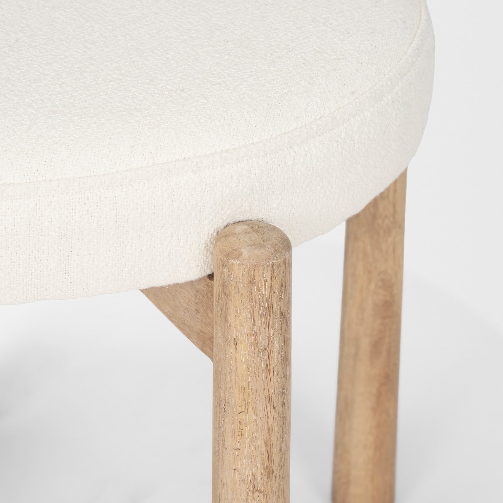 Shaiden Brown Wood w/ Cream Fabric Stool — product photograph