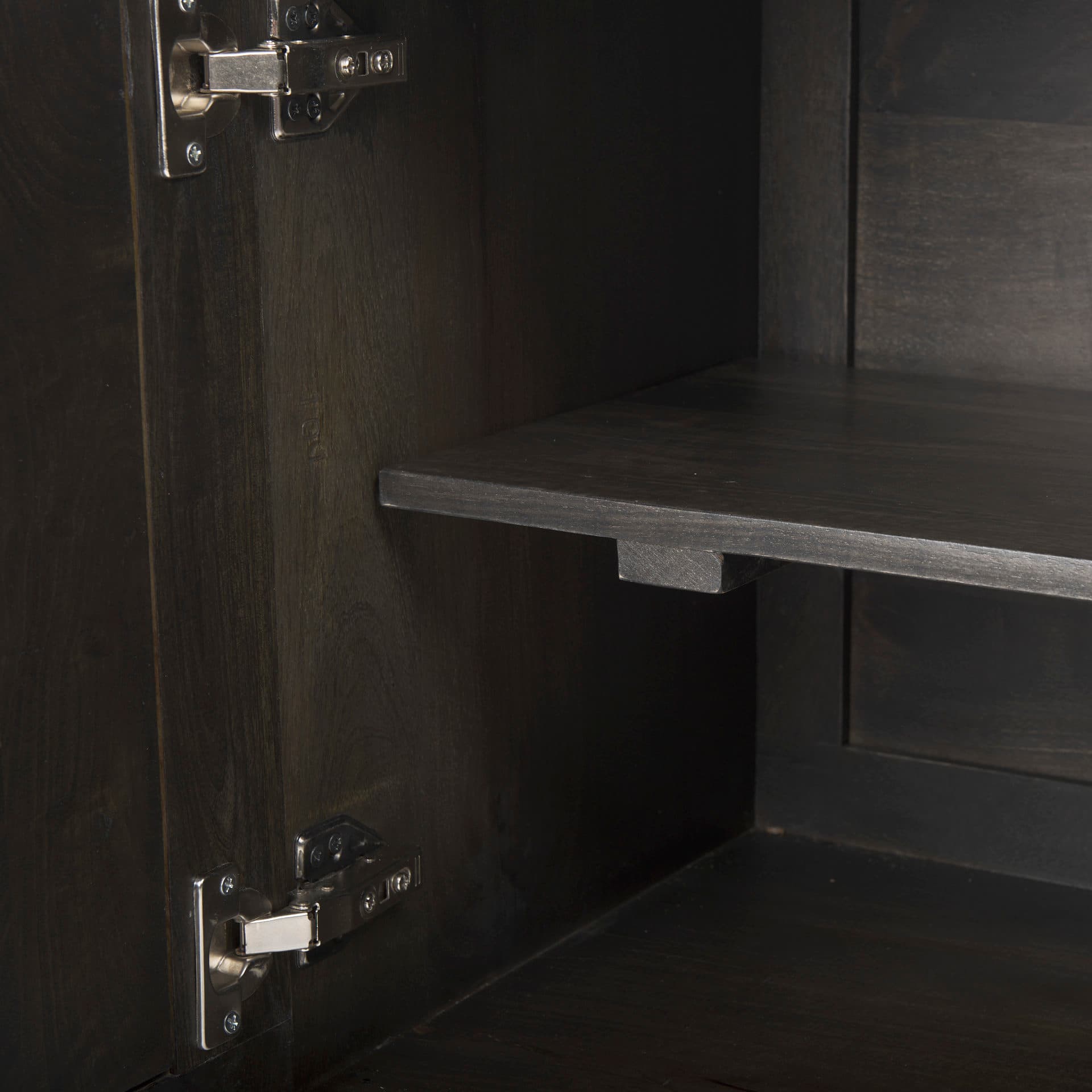 Darwin 80x17.5 Brown Solid Wood Gold Metal Base 4 Cabinet Door Sideboard — product photograph
