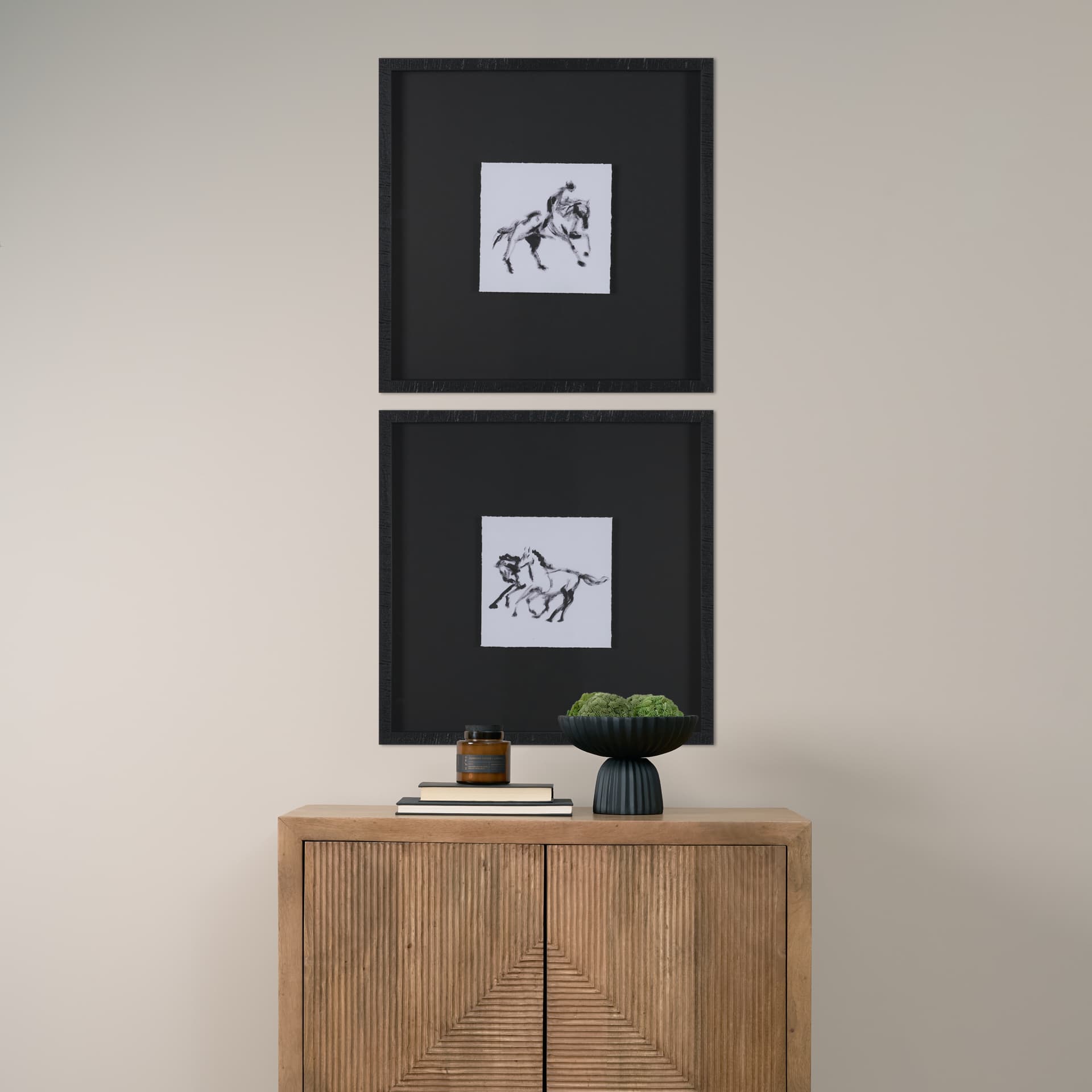 Fluid Gallop by Santhosh ch Hand-Embellished Framed Artwork Matted under Glass — product photograph