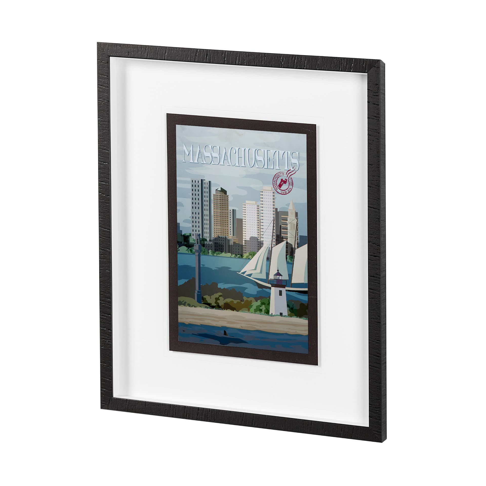 Massachusetts Go USA (M) by Mercana Studio a Framed Art Print Matted under Glass — product photograph