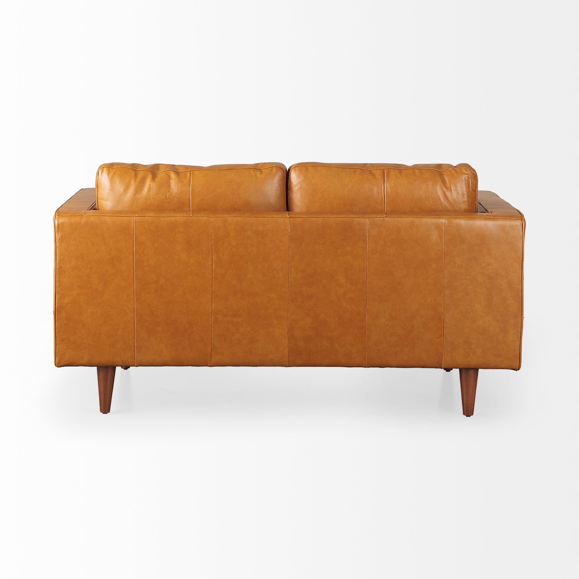Svend 65.0L x 38.0W x 34.0H Tan Leather Love Seat Sofa — product photograph