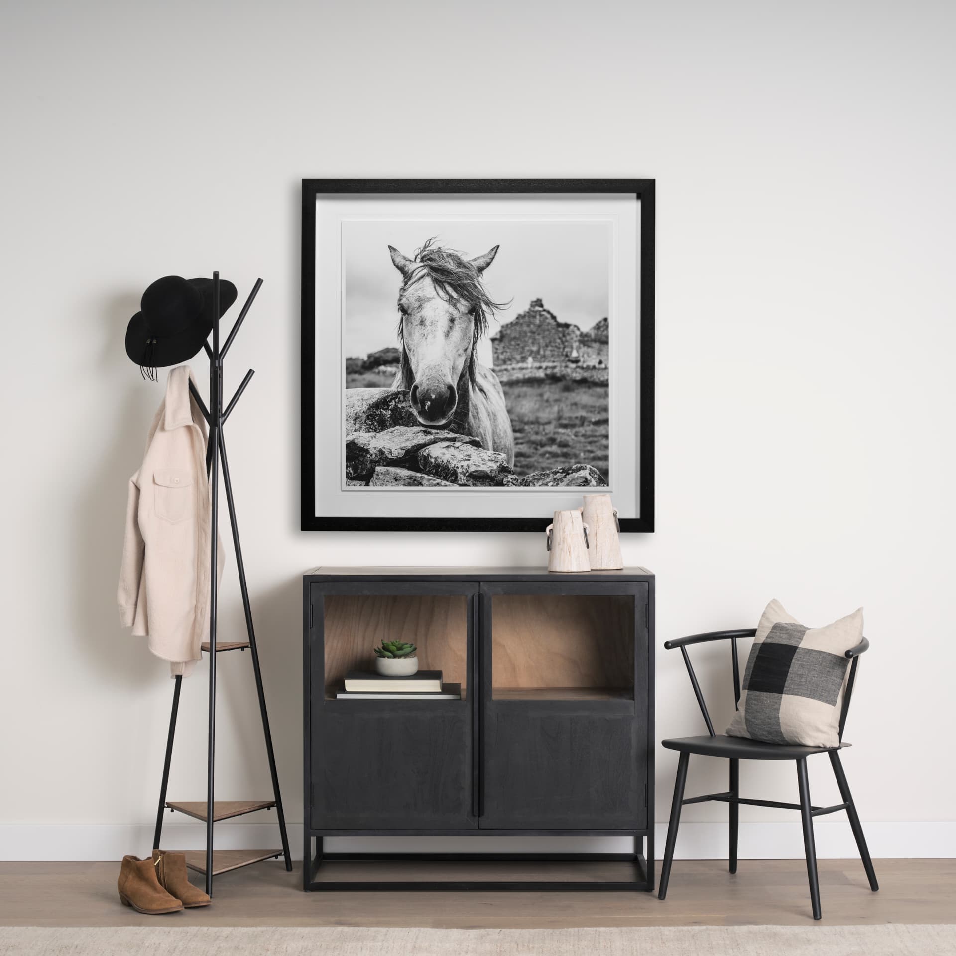 Ireland Black & White by Arabella Studios a Framed Photo Art Print Matted under Glass — in a styled room