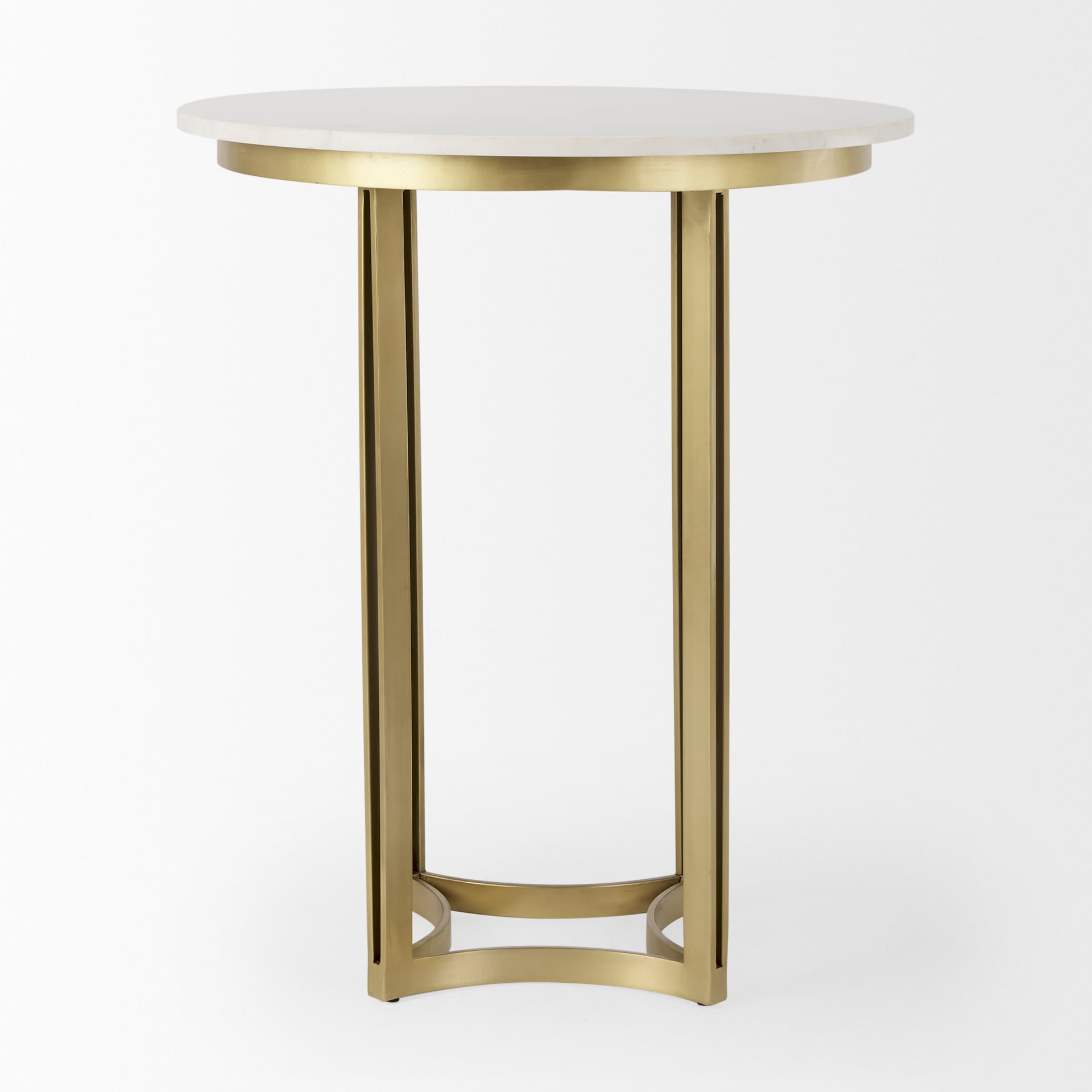 Tanner 32"L x 32"W Pedestal Dining Table | White Marble & Matte Gold | Seats 2 — product photograph