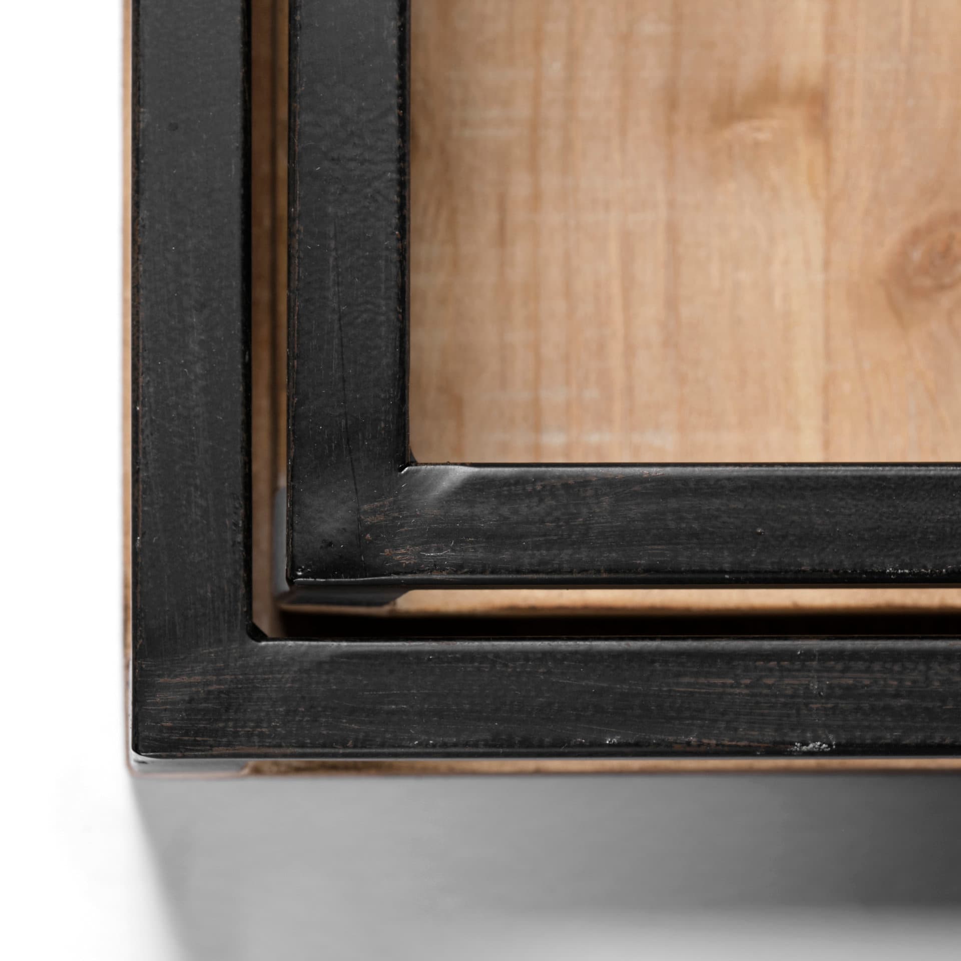 Ross Set of 2 Natural Wood W/ Black Metal Nesting Trays — product photograph