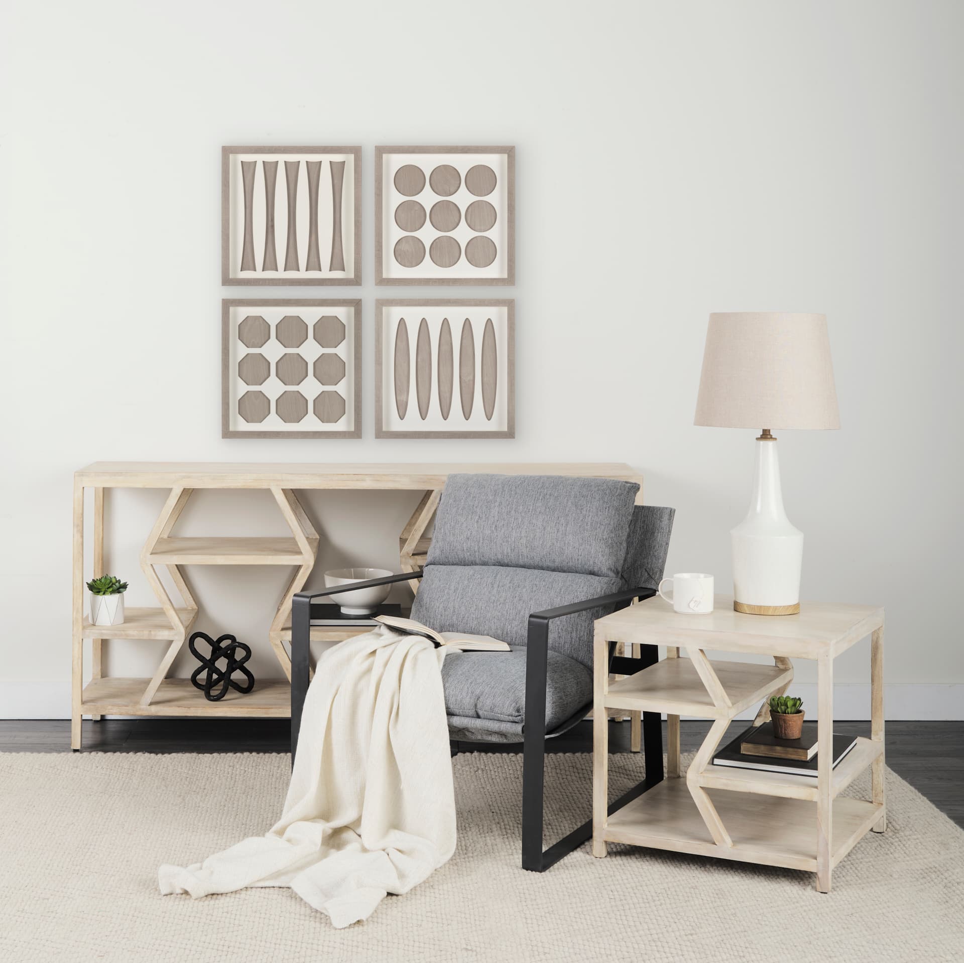 Wood Grain Silhouette IV by Studio M a Framed Art Print Matted under Glass — in a styled room