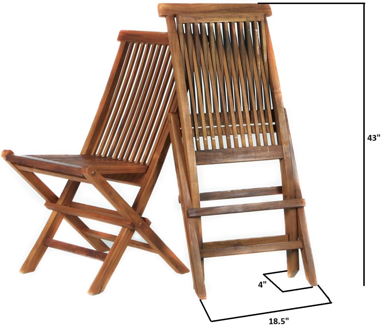 2-Piece Teak Foldable Wood Patio Chairs — product photograph