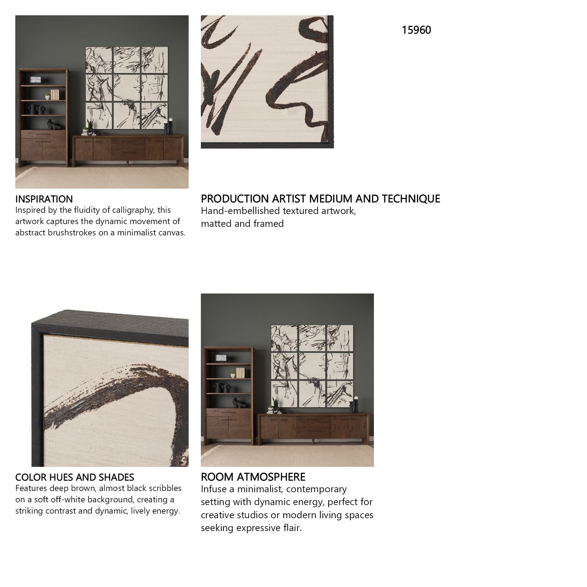 Sculptured Chaos I by Mercana Studio Hand Embellished Textured Framed Artwork — in a styled room