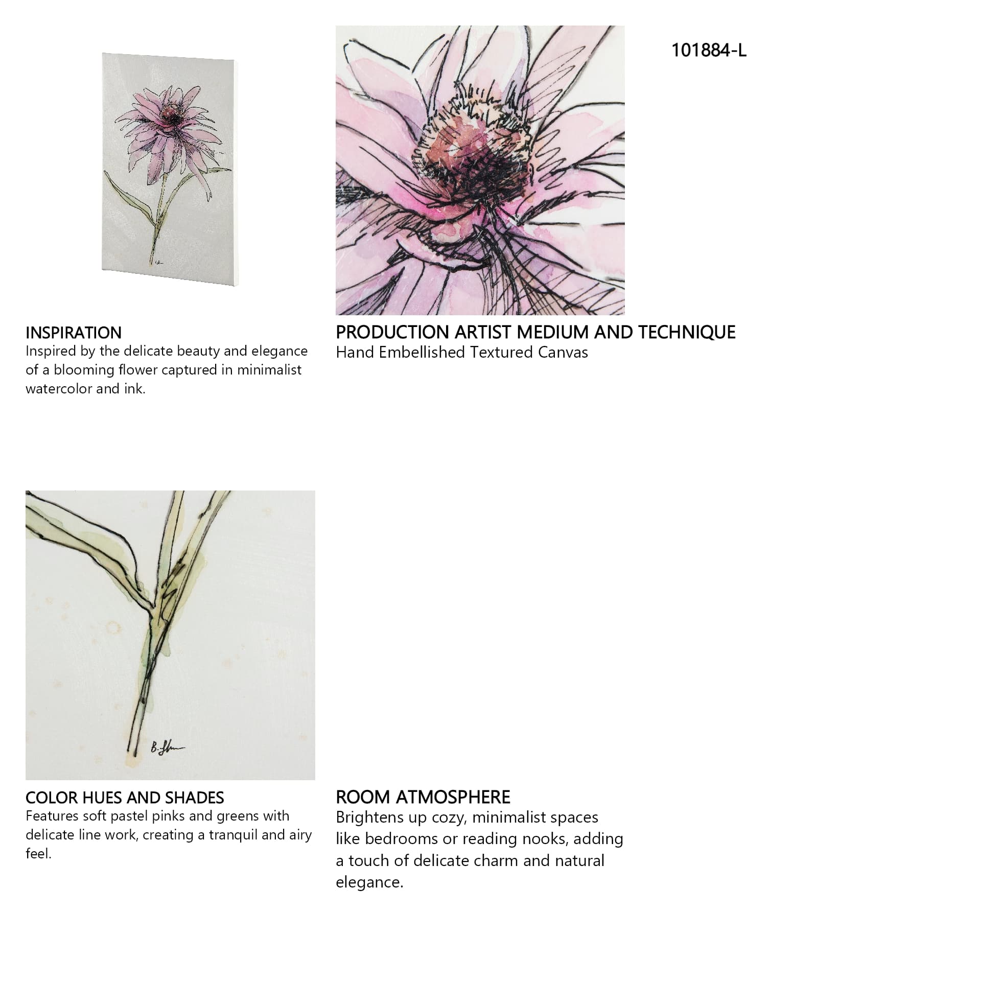 Echinacea I by Mercana Studio a Hand Embellished Textured Canvas — in a styled room