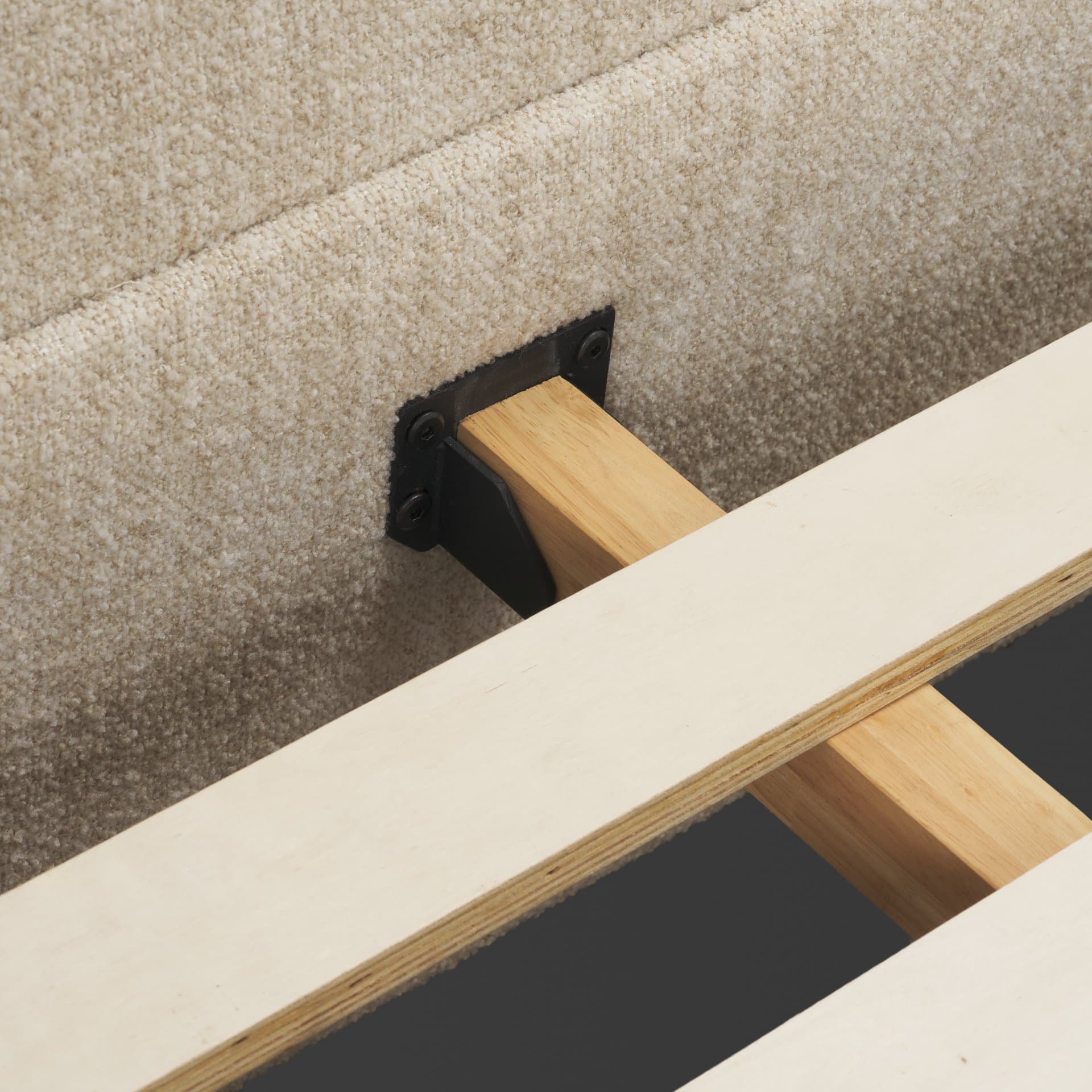Solene King Upholstered Bedframe w/ Footbed | Curved Headboard | Oatmeal Fabric — product photograph