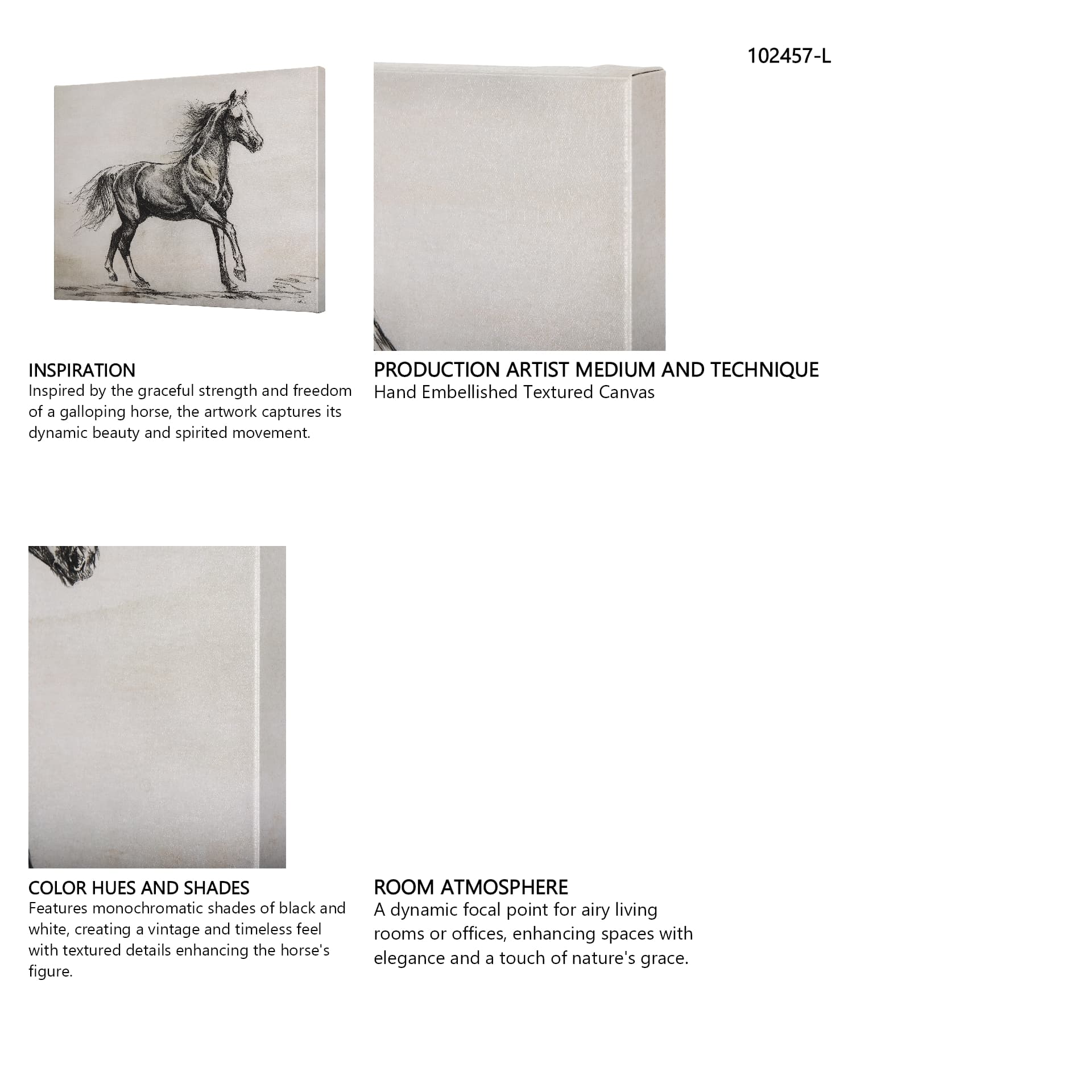 Old West Collection V ( Horse Sketch) by Mercana Studio a Hand Embellished Textured Canvas — in a styled room