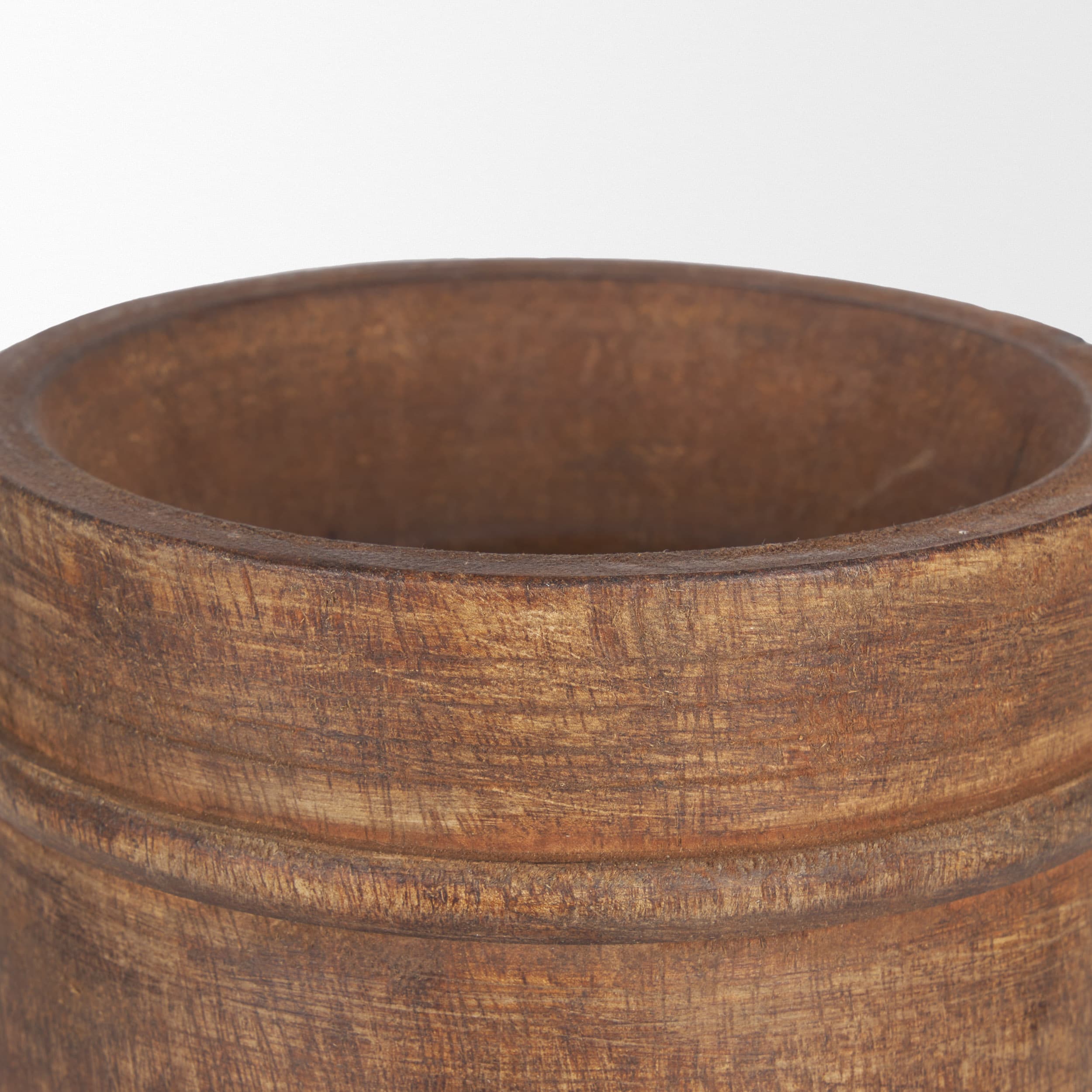 Porta Large Medium Brown Reclaimed Wooden Pot — product photograph