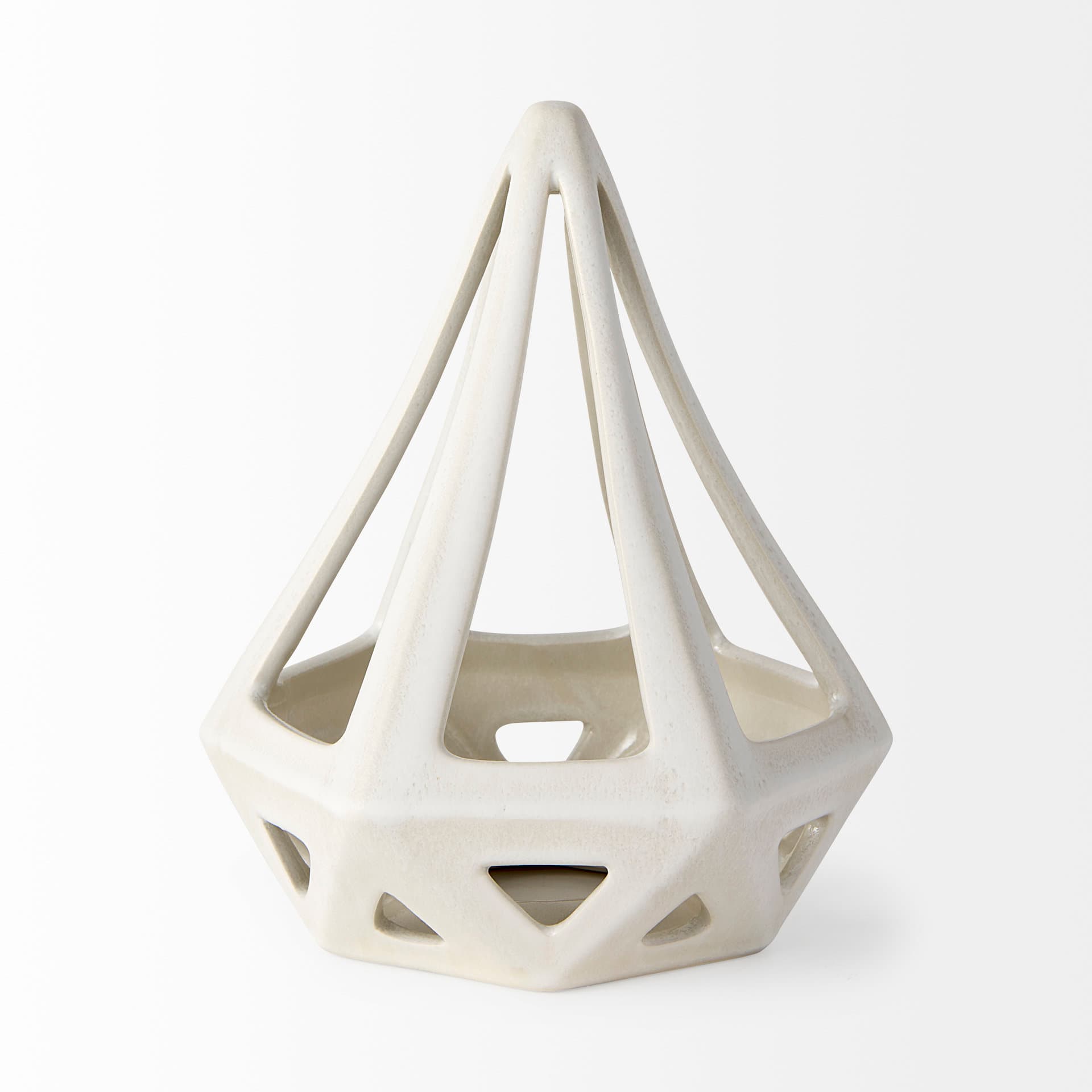 Hood 7.7L x 7.7W x 9.4H White Geometric Ceramic Object — product photograph