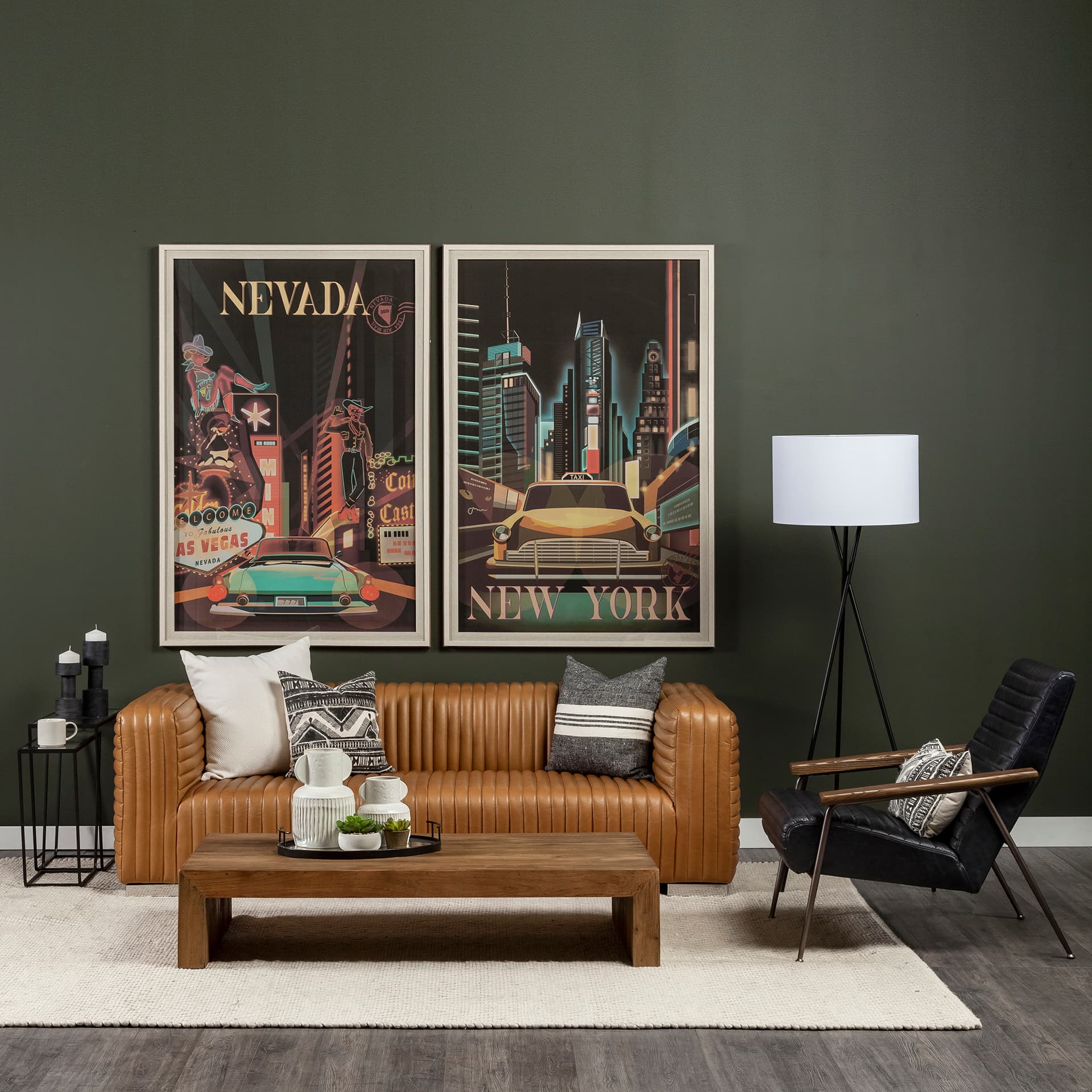 Grosjean Black Leather Wrap Metal Frame Accent Chair — product photograph