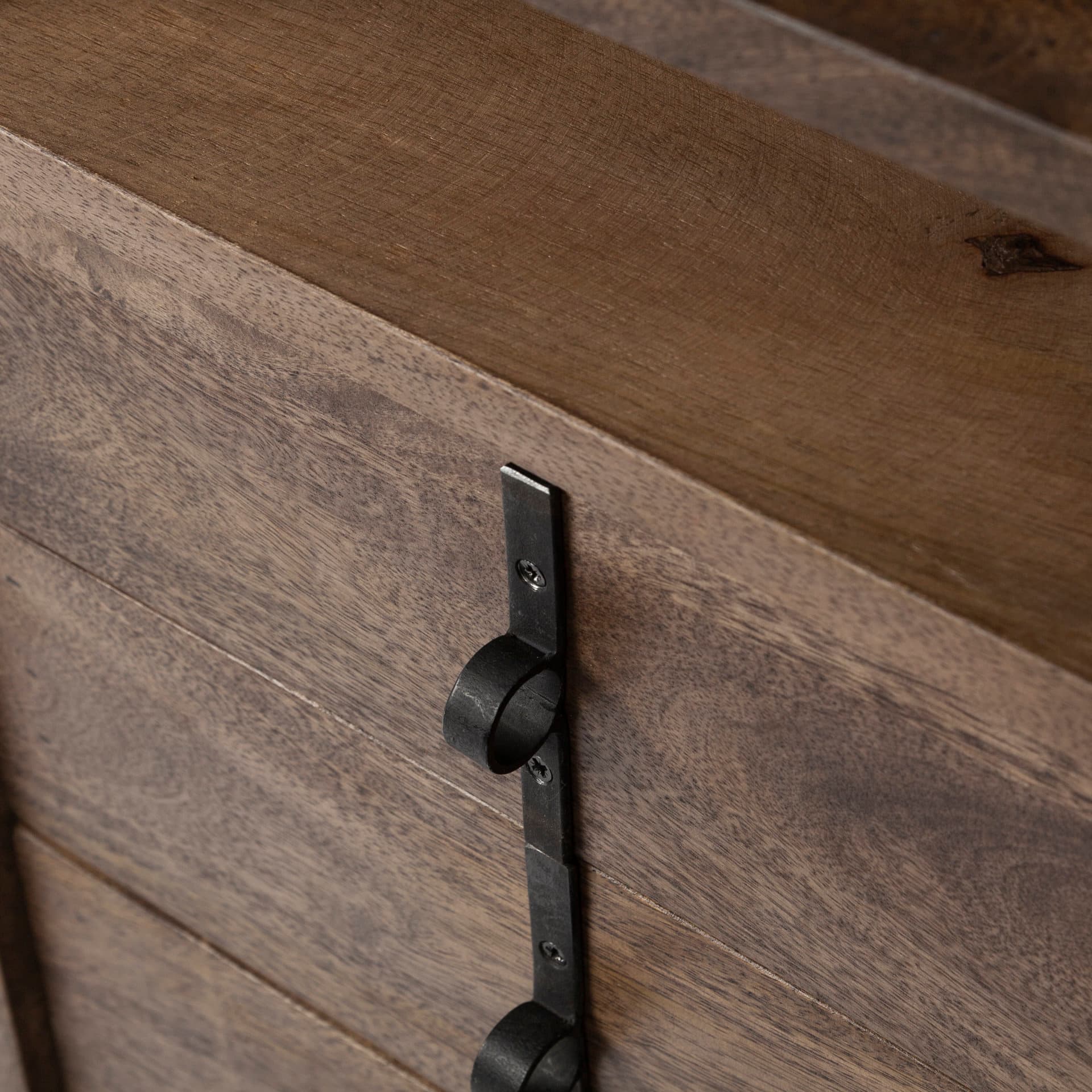 Glenn VII 56L x 22W Dark Brown Wood w/ Black Iron Frame, 3 Drawer Office Desk — product photograph