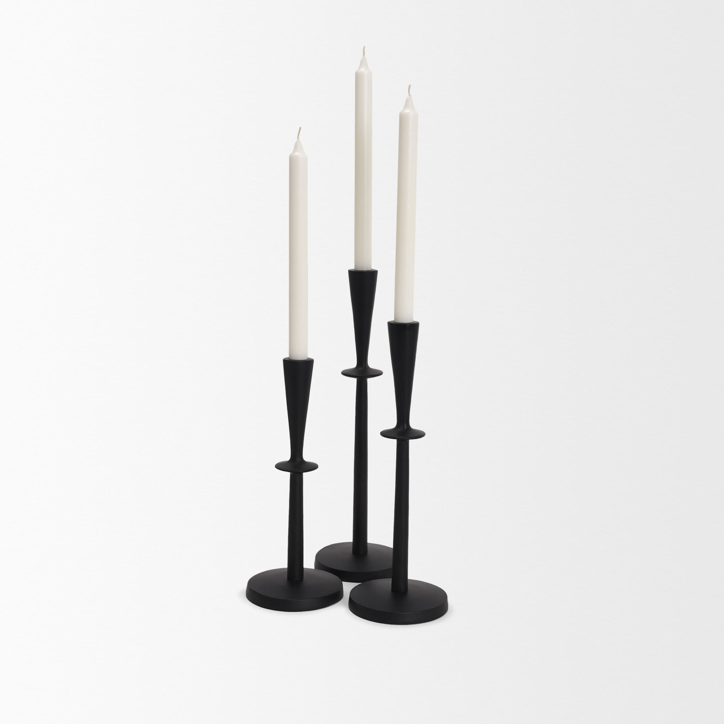 Qwin Matte Black Cast Aluminum Tall Candle Holder — product photograph