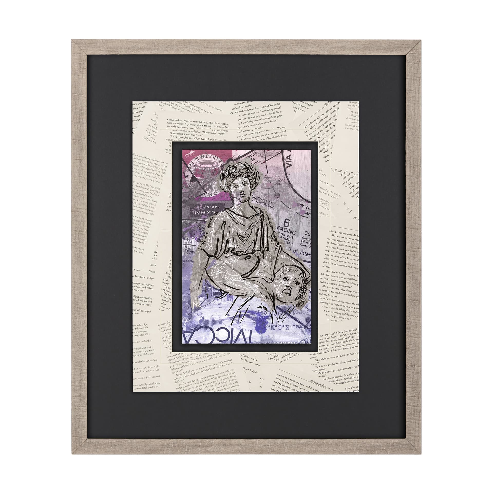 Graffiti sculpture II by Mercana Studio Hand Embellished Textured Framed Art Print Matted under Glas — product photograph