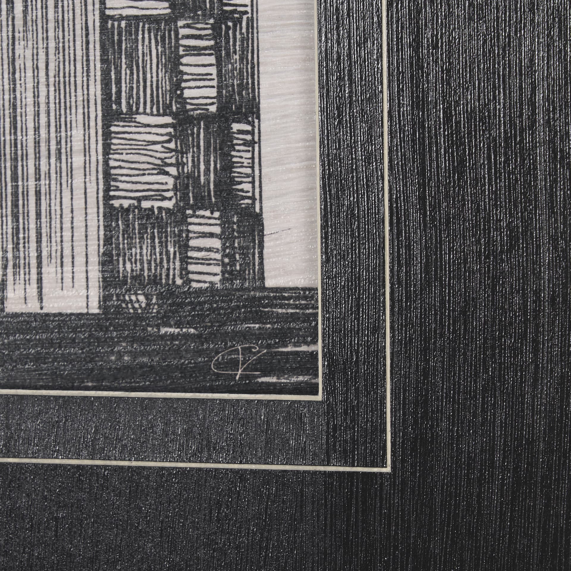 Barn Buildings I by Mercana Studio a Hand Embellished Textured Framed Art Print Matted under Glass — product photograph
