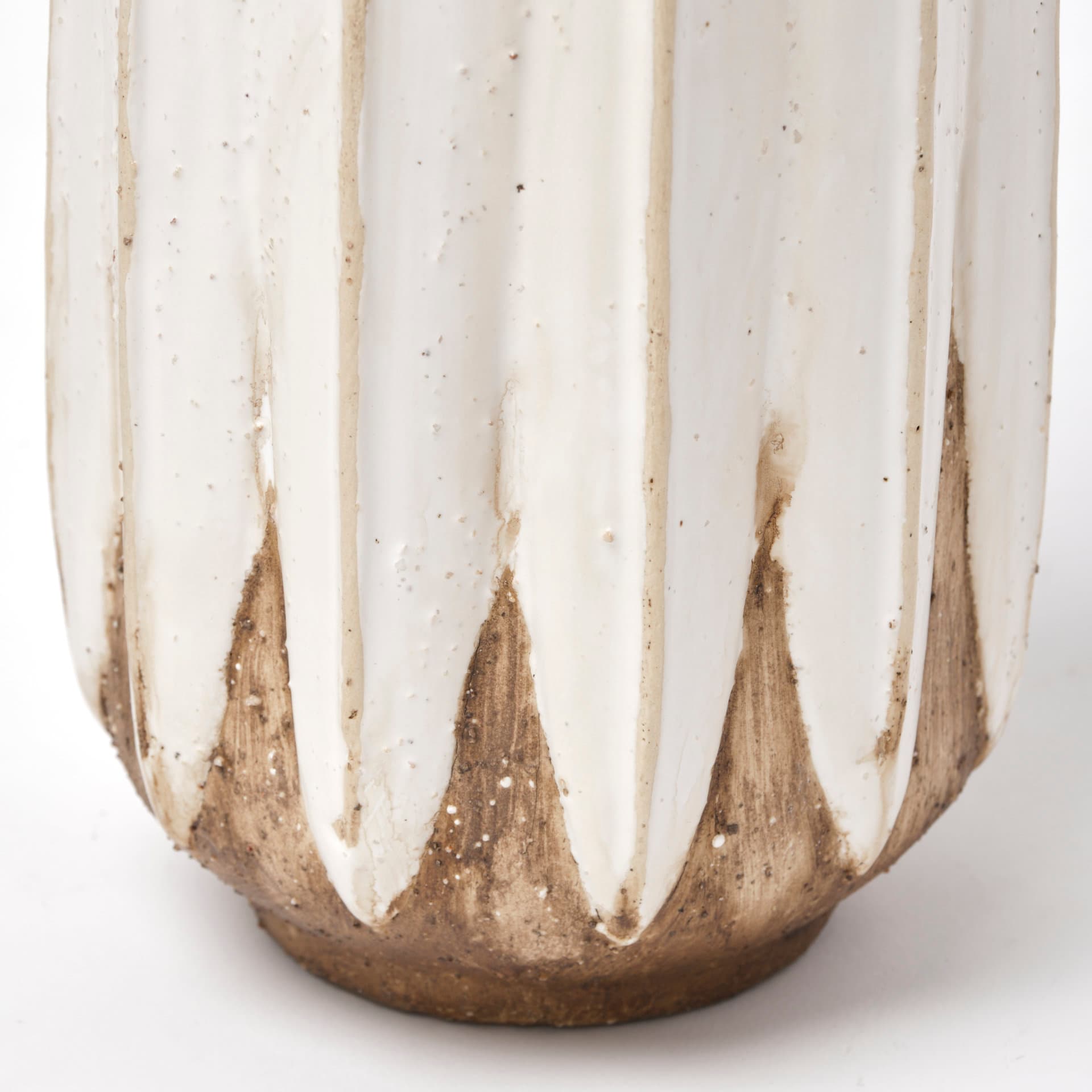 Sisko I Short Rustic Brown White Ceramic Vase — product photograph