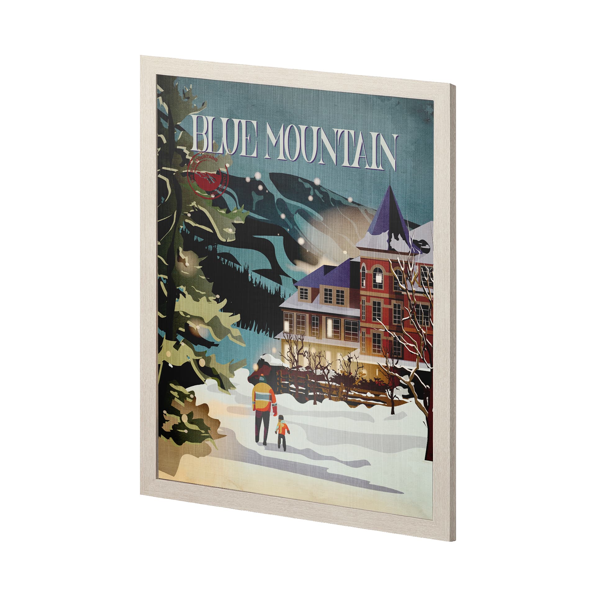 Blue Mountain by Mercana Studio a Hand Embellished Textured Framed Art Print — product photograph