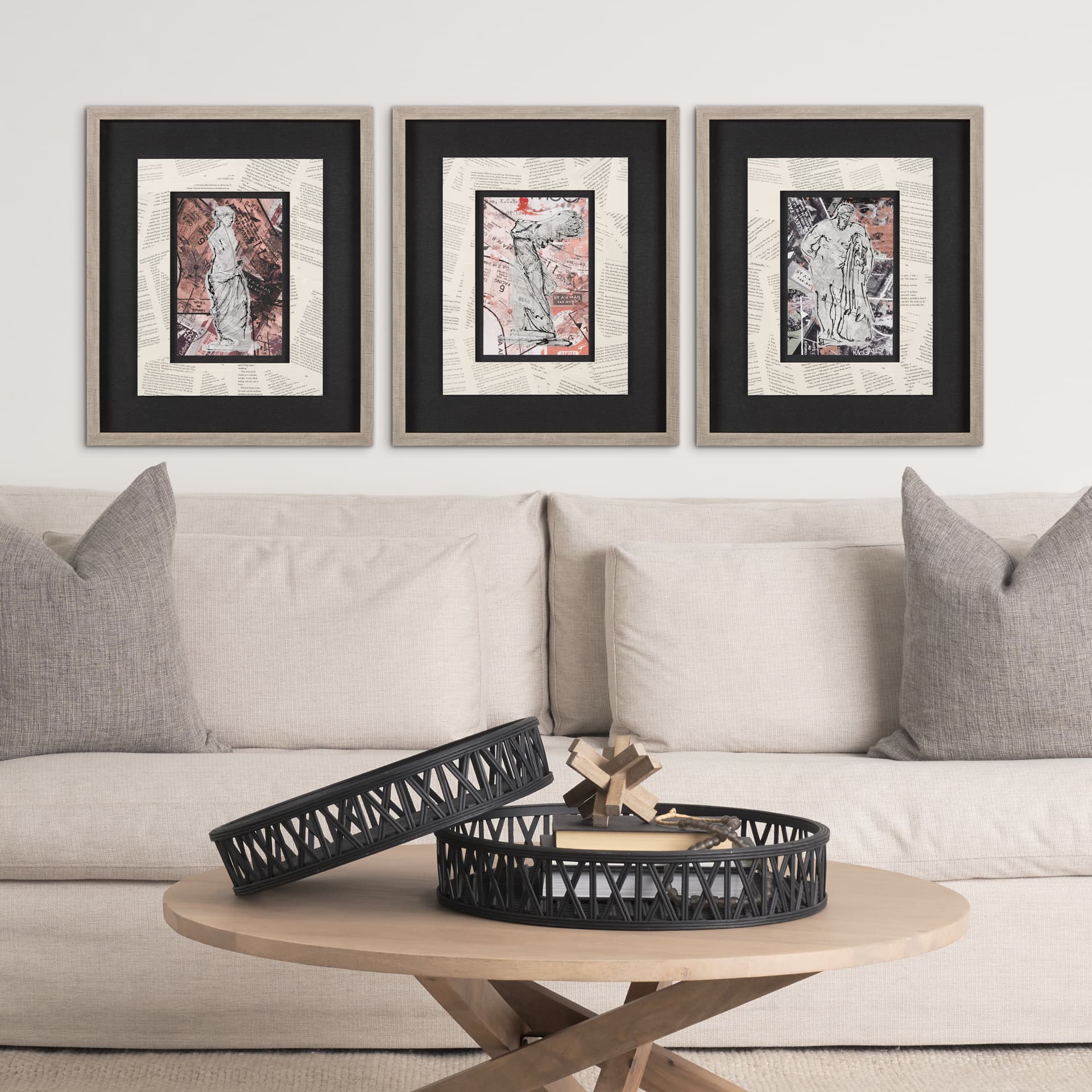 Graffiti Sculpture V by Mercana Studio Hand Embellished Textured Framed Art Print Matted under Glass — in a styled room