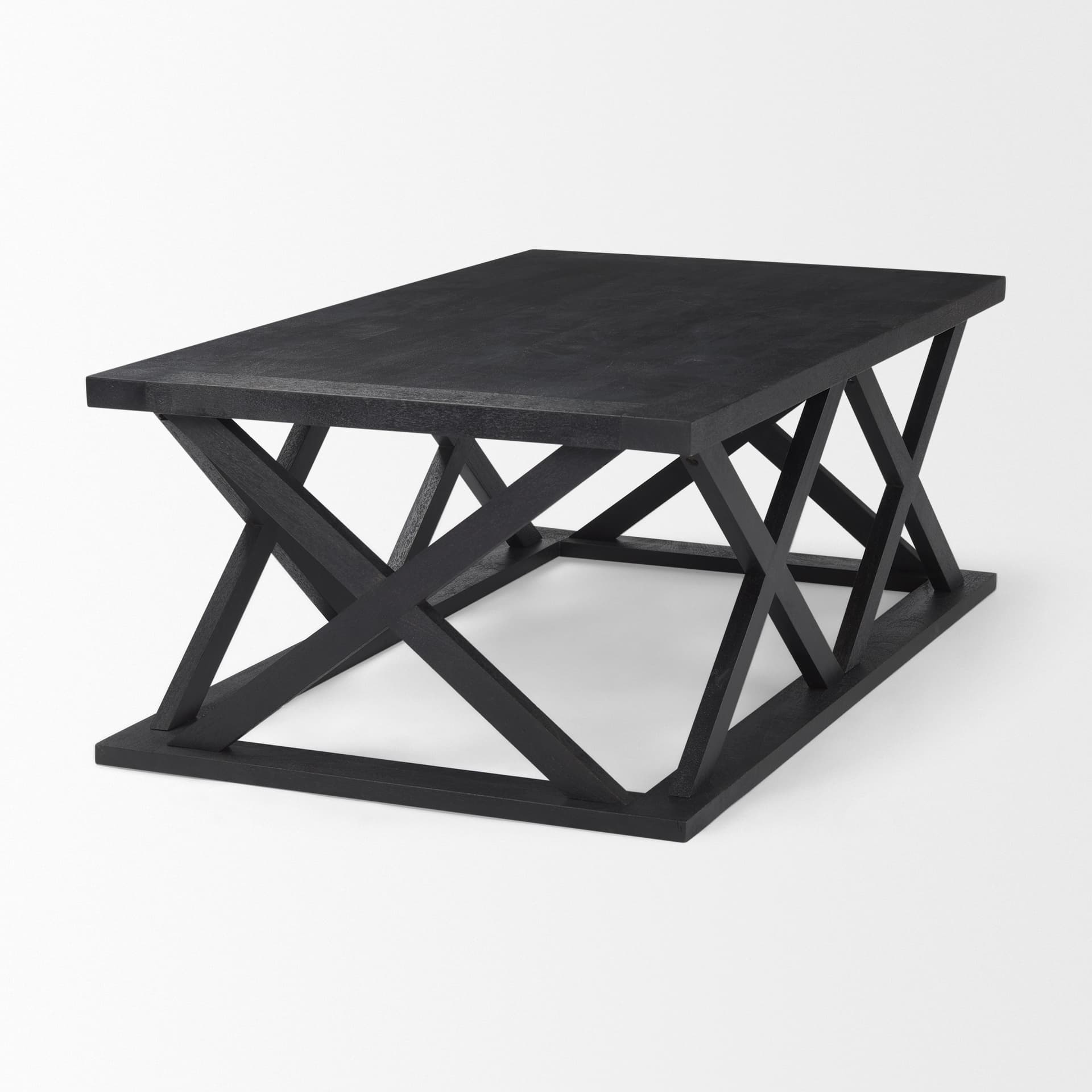 Forsey 48.0L x 28.0W x 17.5H Black Wood Rectangular Coffee Table — product photograph