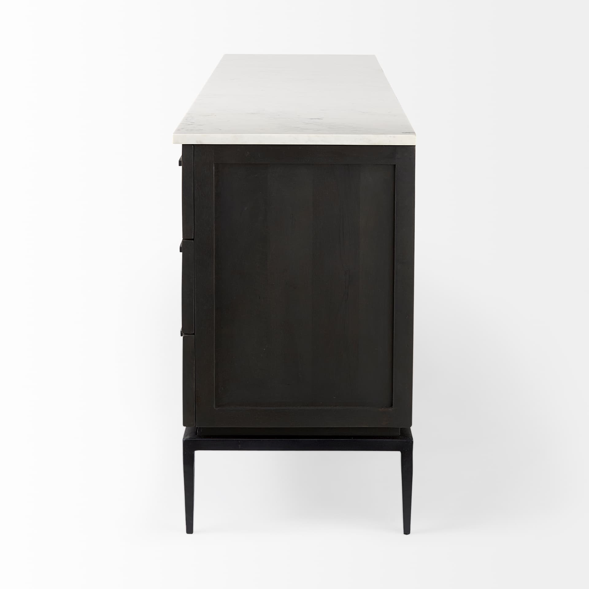 Divina Black-Brown Wood w/ White Marble Top and Black Metal Base Sideboard — product photograph