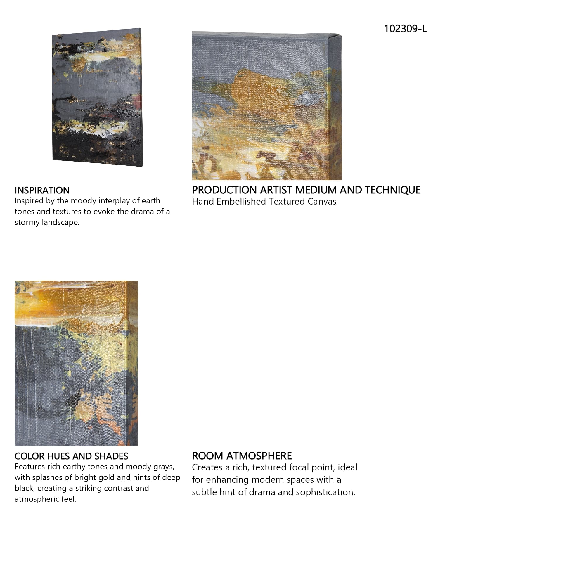 Silver and gold inspiration I by Mercana Studio a Hand Embellished Textured Canvas — in a styled room