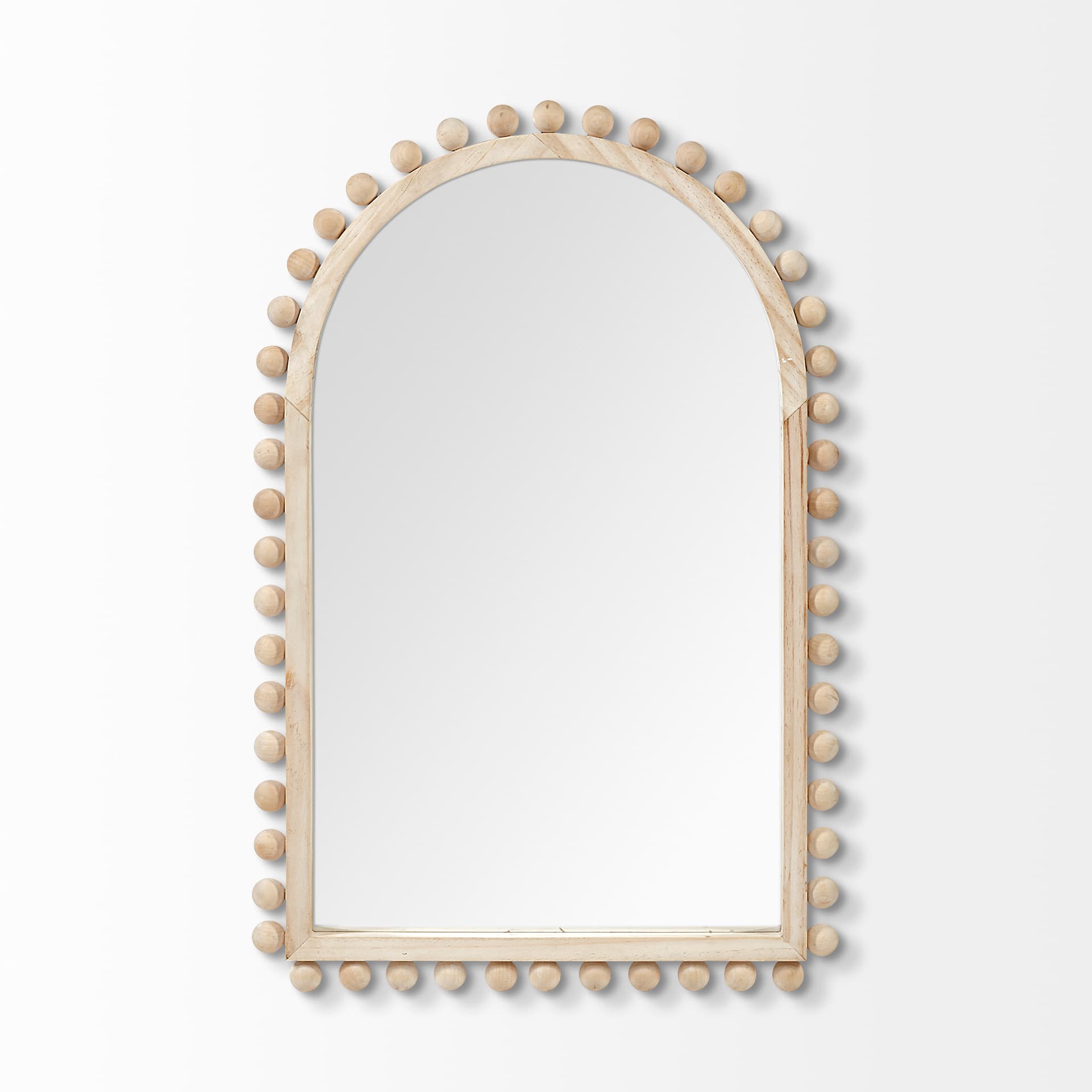 Leeds 23L x 35H Natural Wood Arch Frame Mirror — product photograph