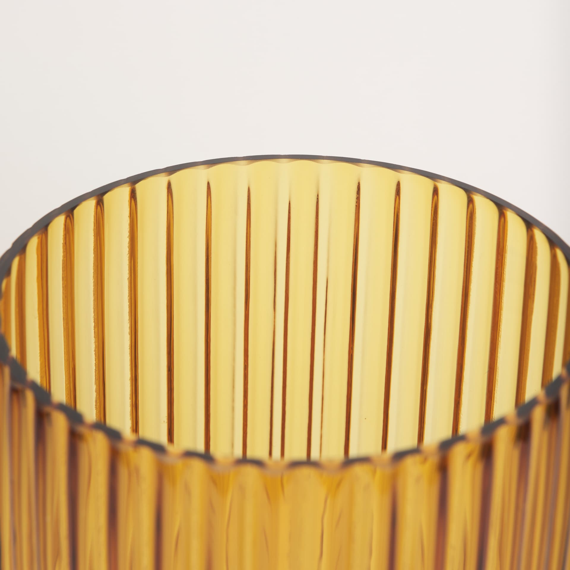 Dawn 11.4" Ribbed Amber Glass Vase — product photograph