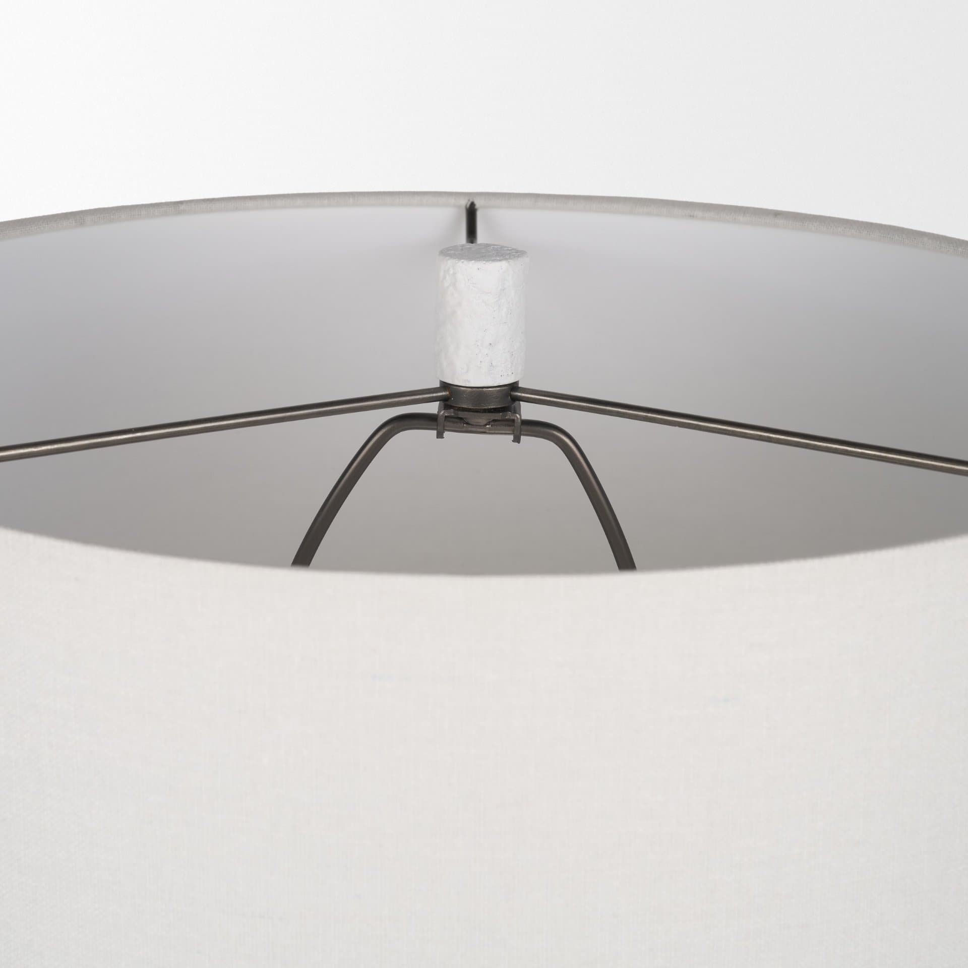 Everly 15.0L x 15.0W x 27.5H White Cement W/Beige Shade Table Lamp — product photograph