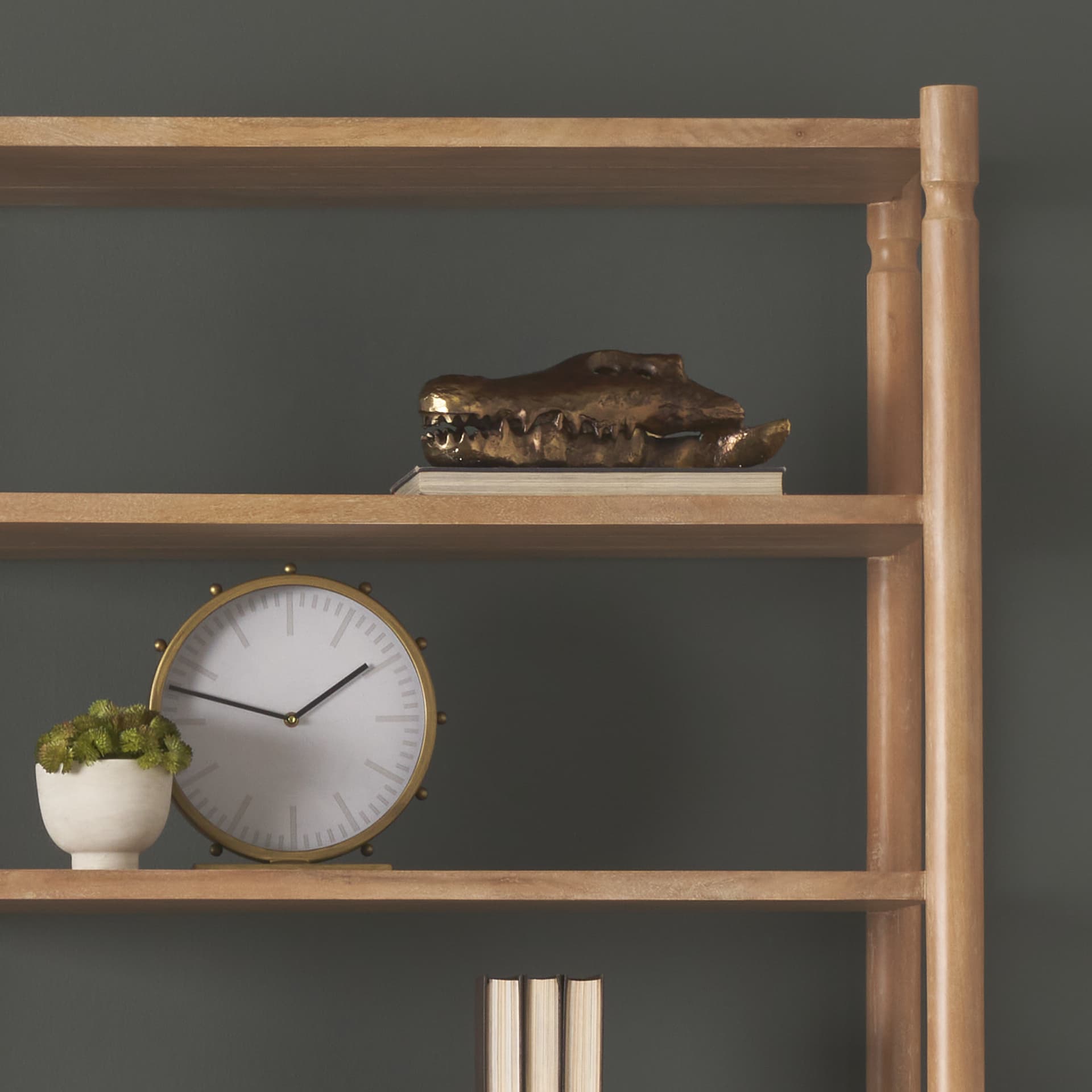 Marian 11.0L x 3.1W x 11.0H Gold Metal W/Studs Round Table Clock — product photograph