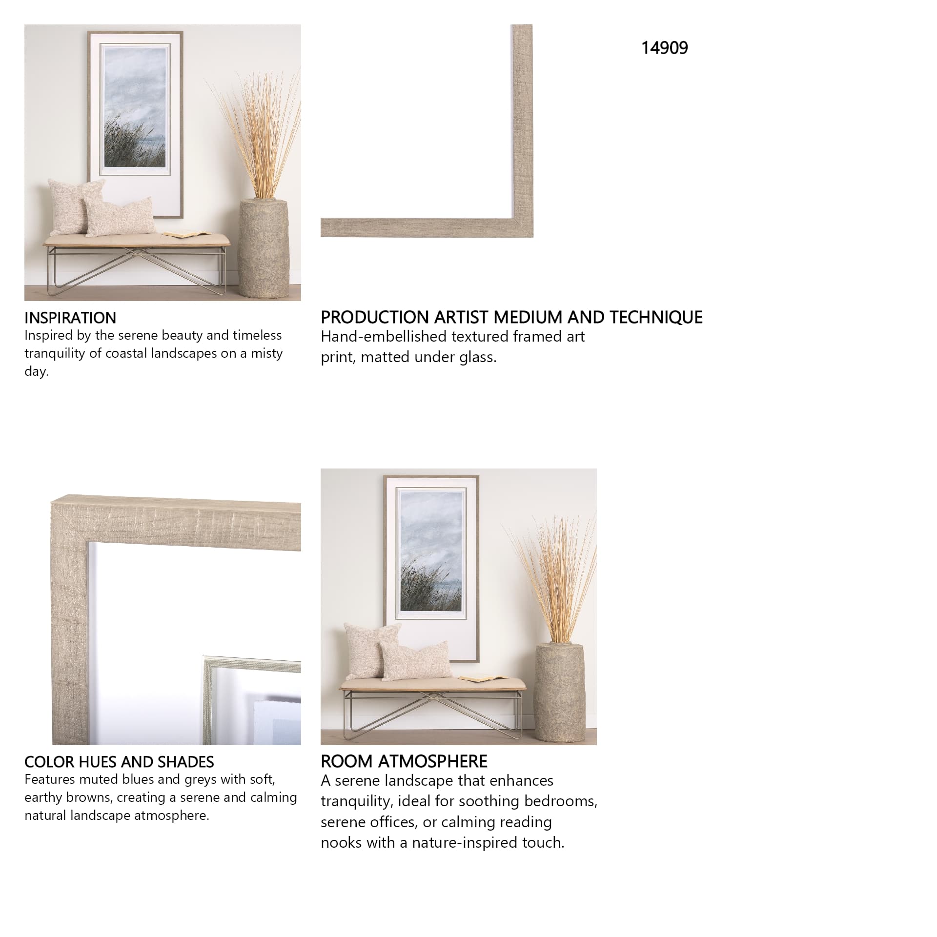 Chilly Breeze I by Natali a Hand Embelished Textured Framed Art Print Matted under Glass — in a styled room