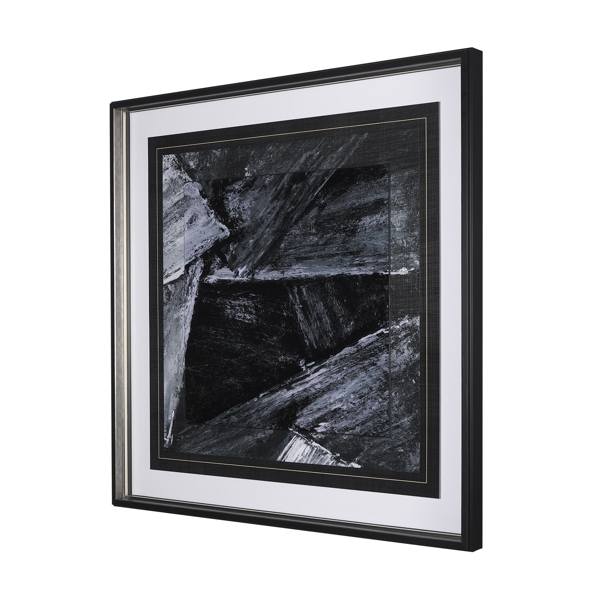 Black Composition II by Mercana Studio Hand Embellished Textured Framed Art Print Matted under Glass — product photograph