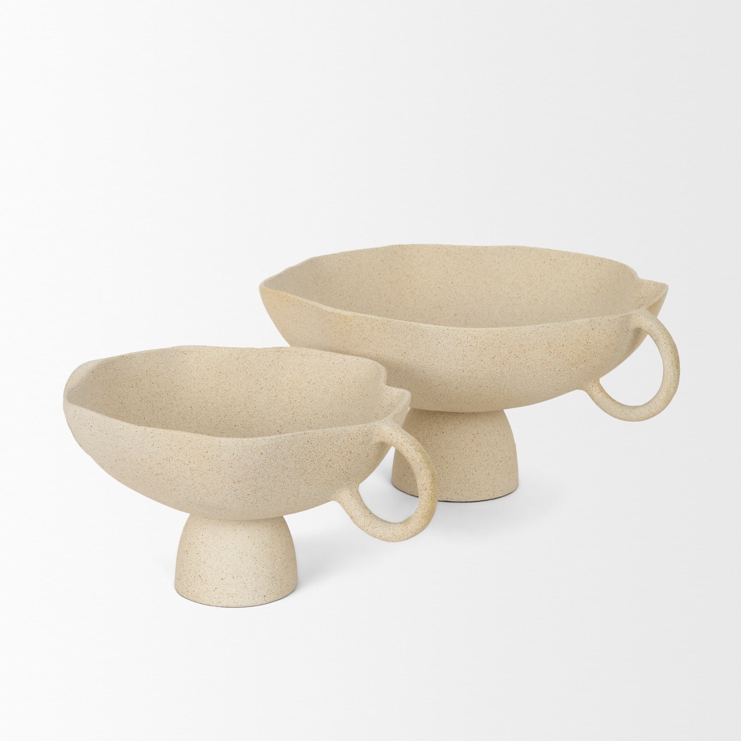 Radka Beige Textured Large Metal Decorative Bowl — product photograph